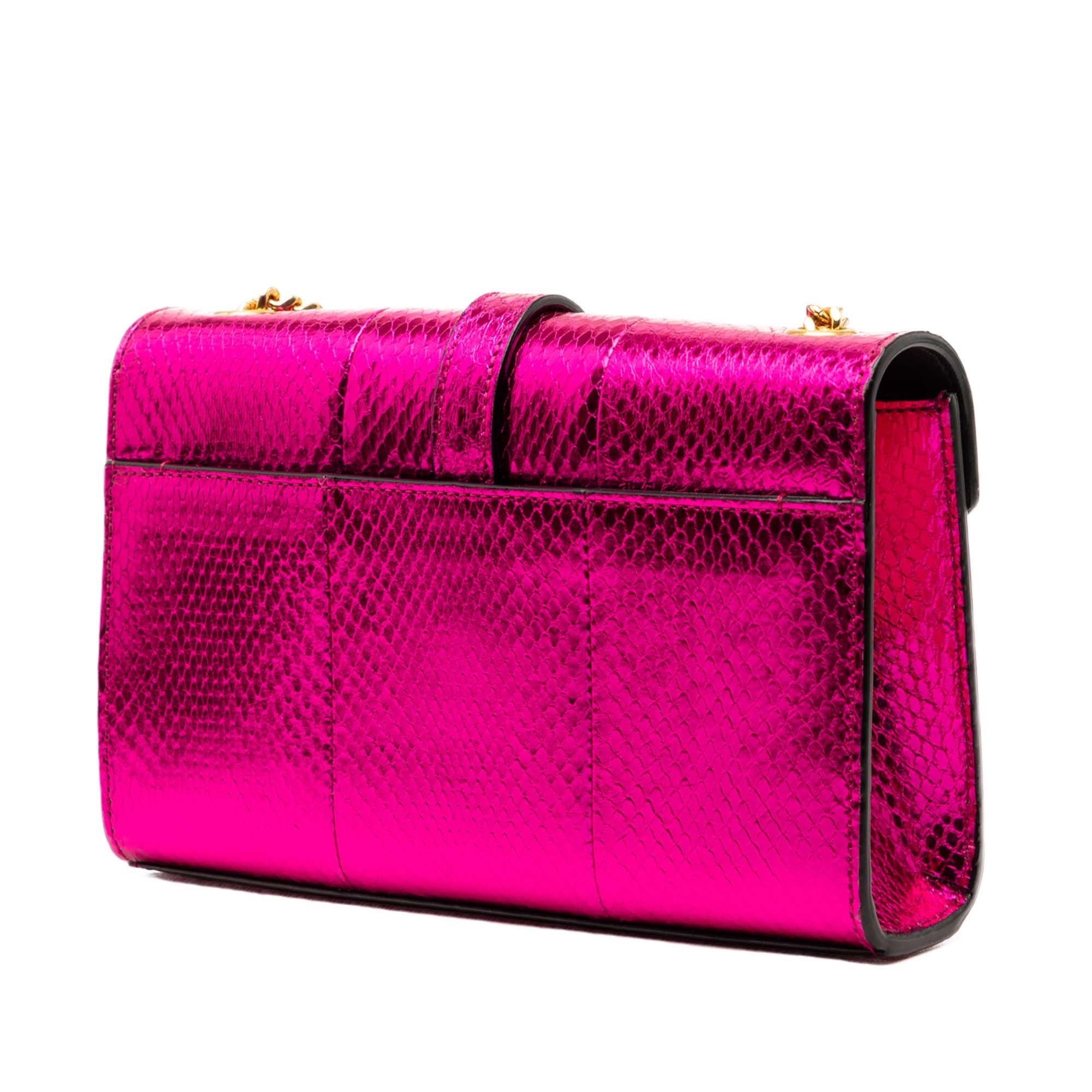 Saint Laurent Paris Small Metallic Python Embossed Leather Monogram Envelope Bag Size ONE SIZE - 2 Thumbnail