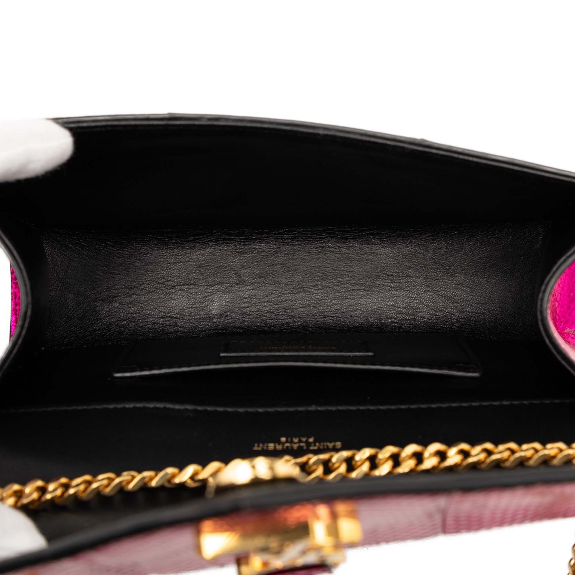 Saint Laurent Paris Small Metallic Python Embossed Leather Monogram Envelope Bag Size ONE SIZE - 4 Thumbnail