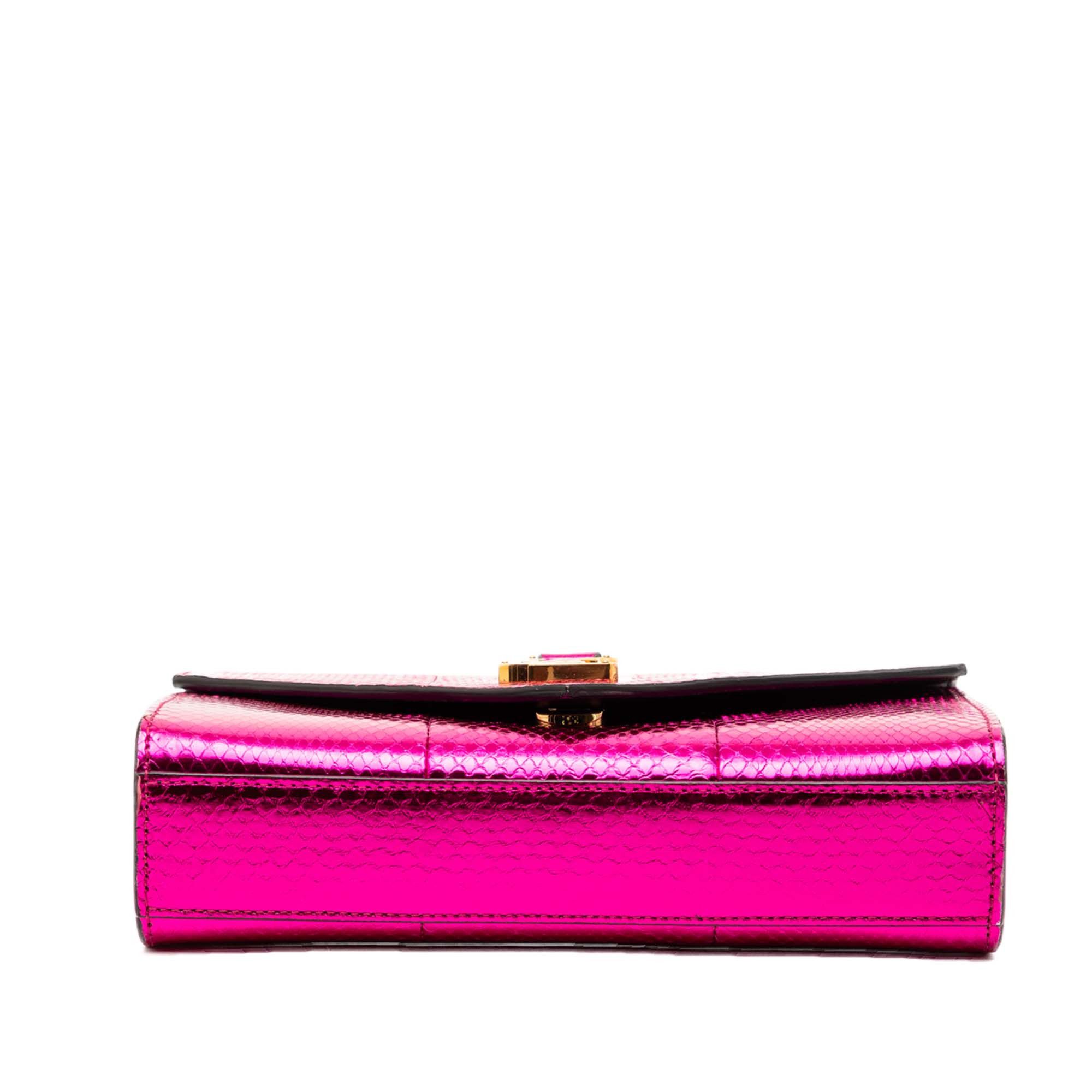 Saint Laurent Paris Small Metallic Python Embossed Leather Monogram Envelope Bag Size ONE SIZE - 3 Thumbnail
