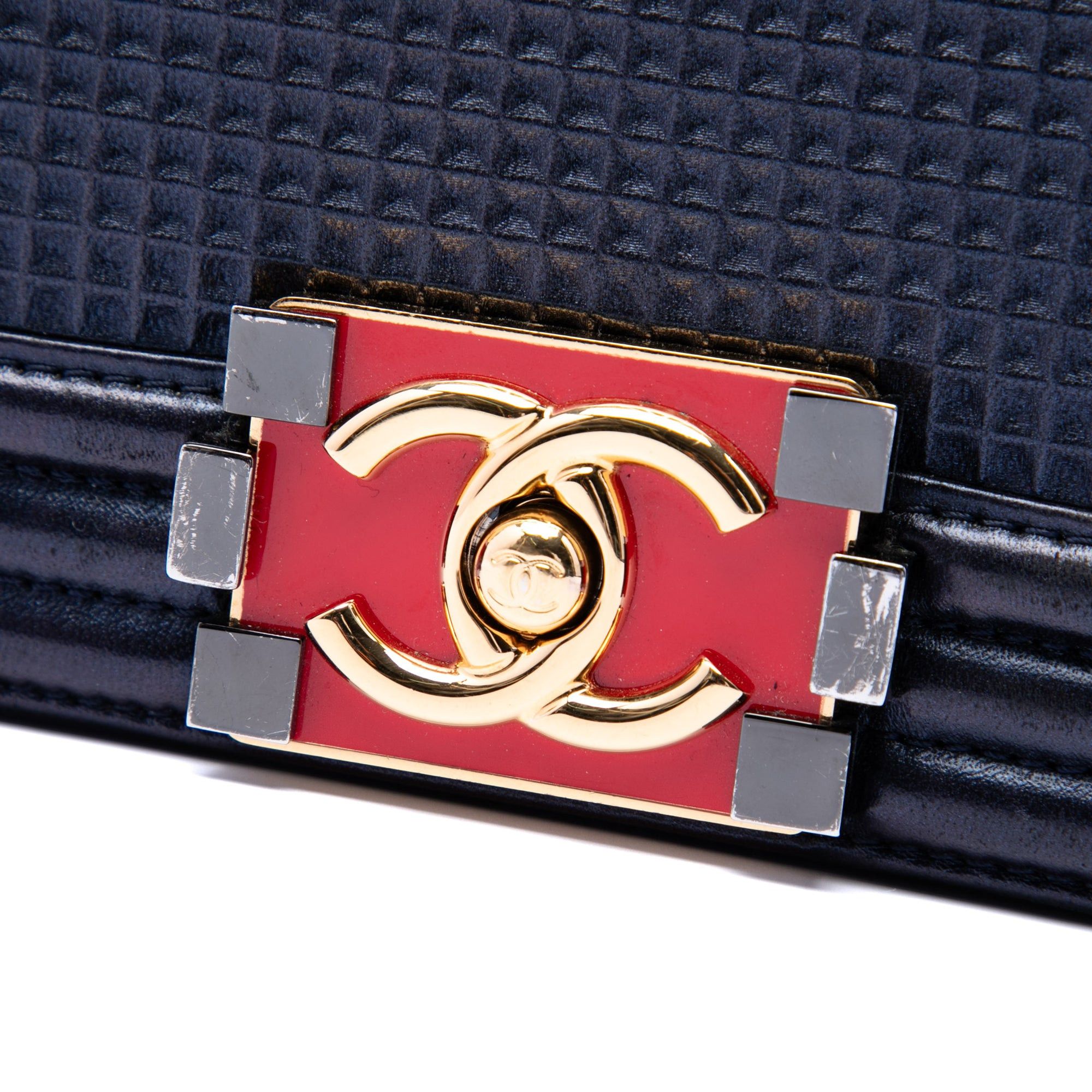 Chanel Old Medium Lambskin Embossed Cube Boy Flap Size ONE SIZE - 5 Thumbnail