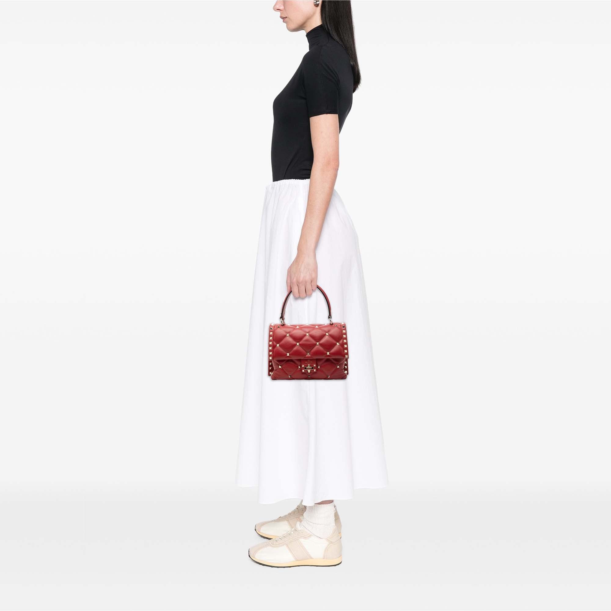 Valentino Medium Lambskin Candystud Top Handle Satchel Size ONE SIZE - 7 Thumbnail