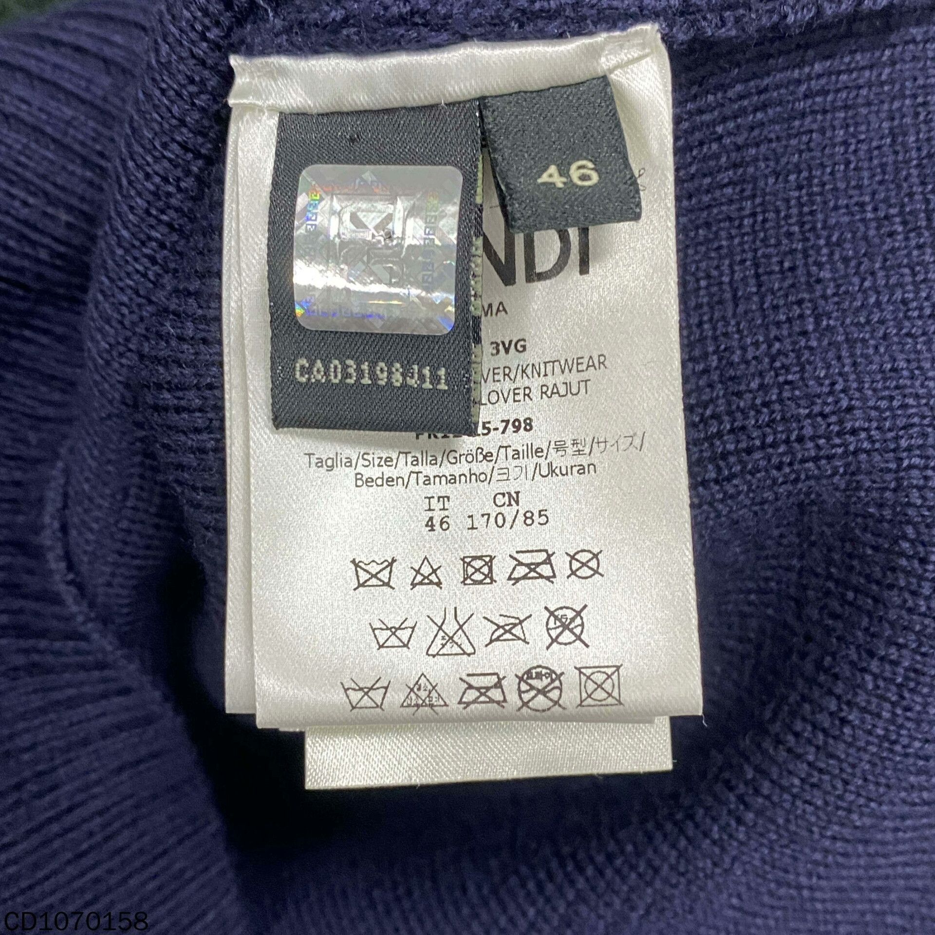 Fendi Fendi Blue Sweater s Men Size US S / EU 44-46 / 1 - 5 Thumbnail
