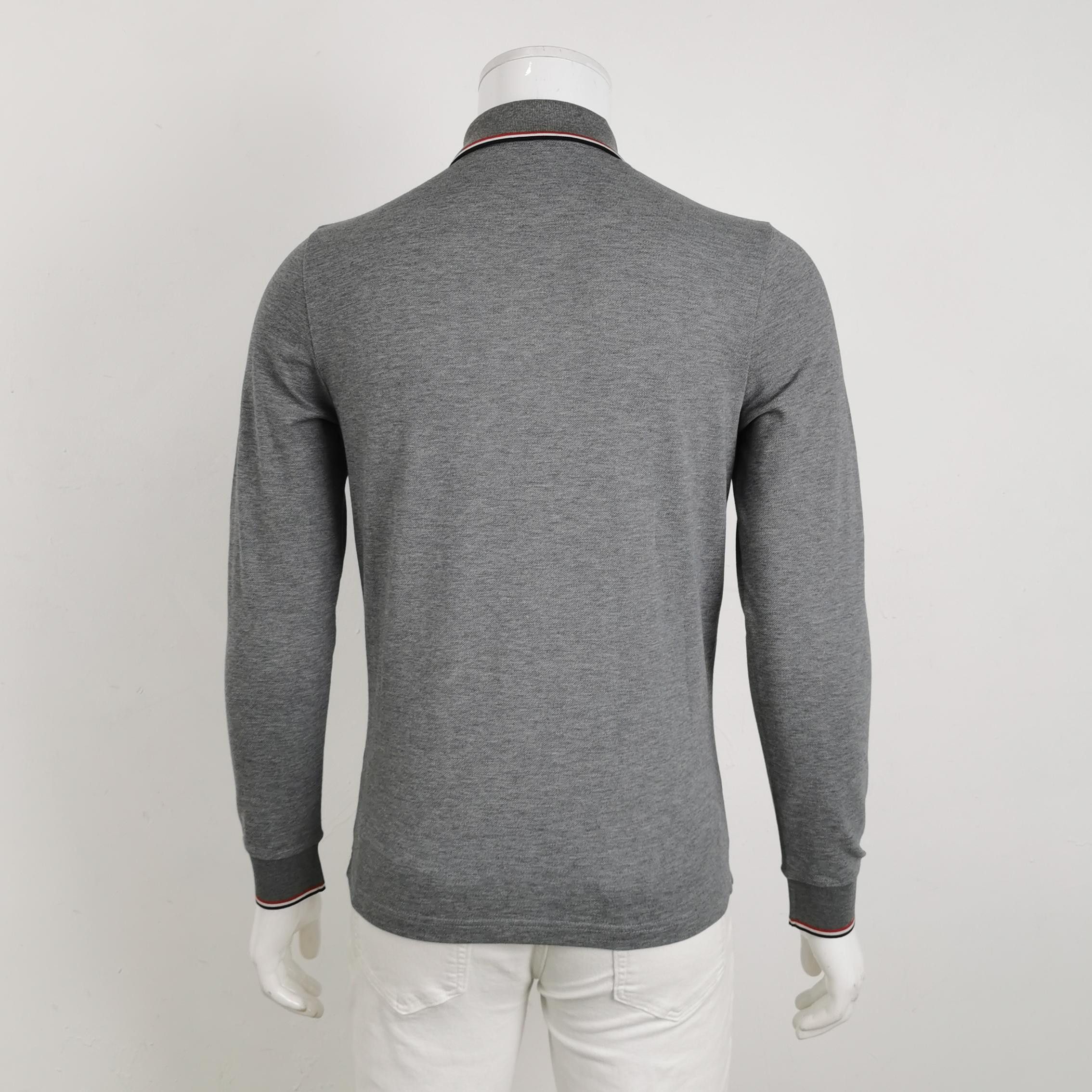 Moncler Moncler Striped Trim Long Sleeve Polo Gray Size S Size US S / EU 44-46 / 1 - 3 Thumbnail