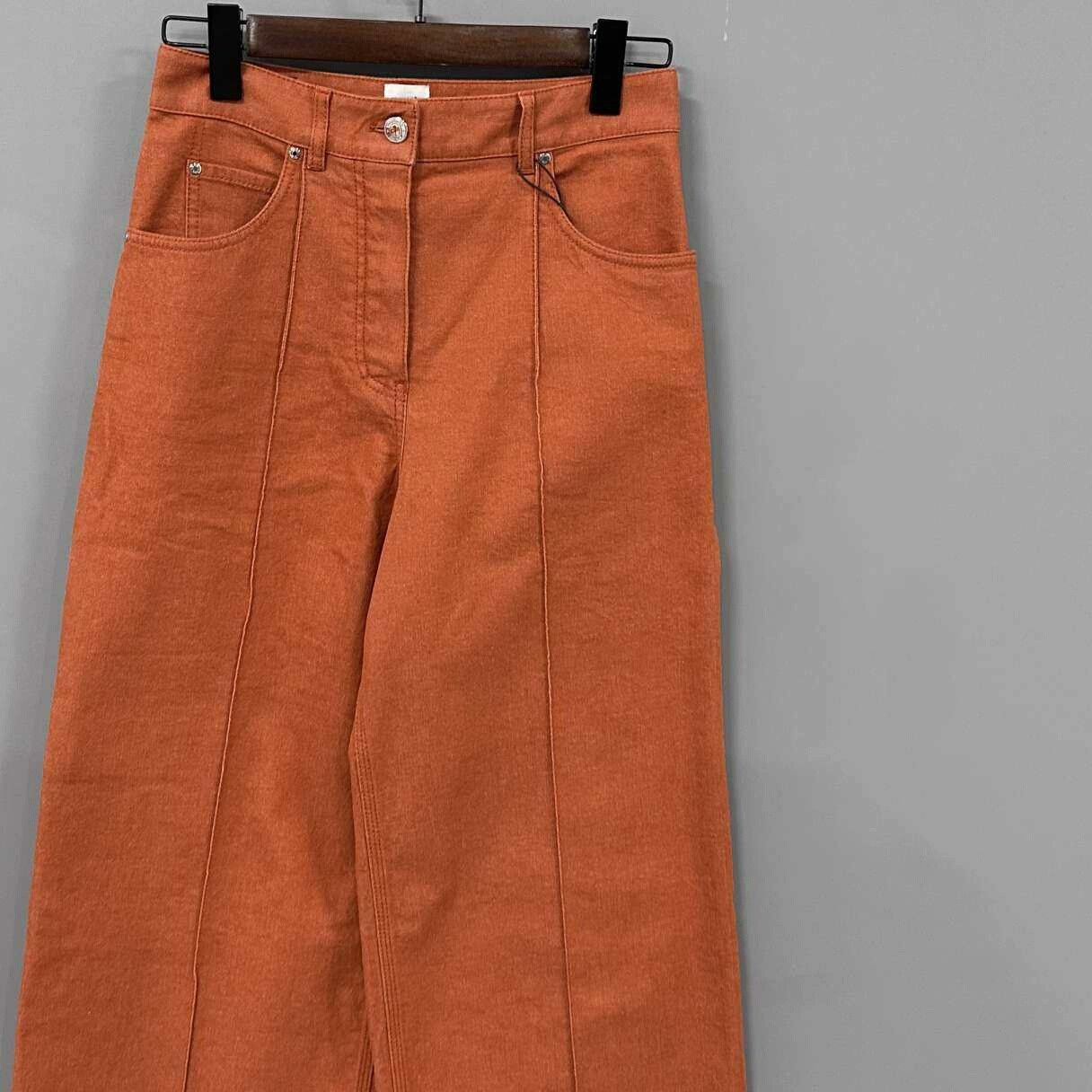 Hermes Hermes Wide-Leg Orange Pants 36 Women Size 36" / US 14 / IT 50 - 2 Thumbnail