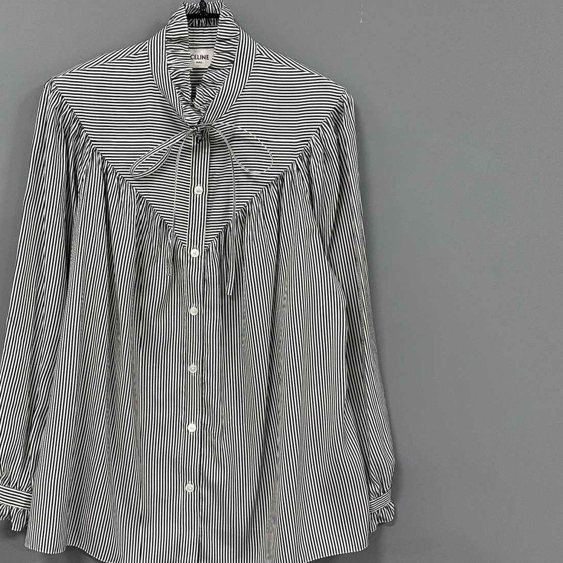 Celine Celine Silk Striped Button Up it_36 Women Size XS / US 0-2 / IT 36-38 - 2 Thumbnail