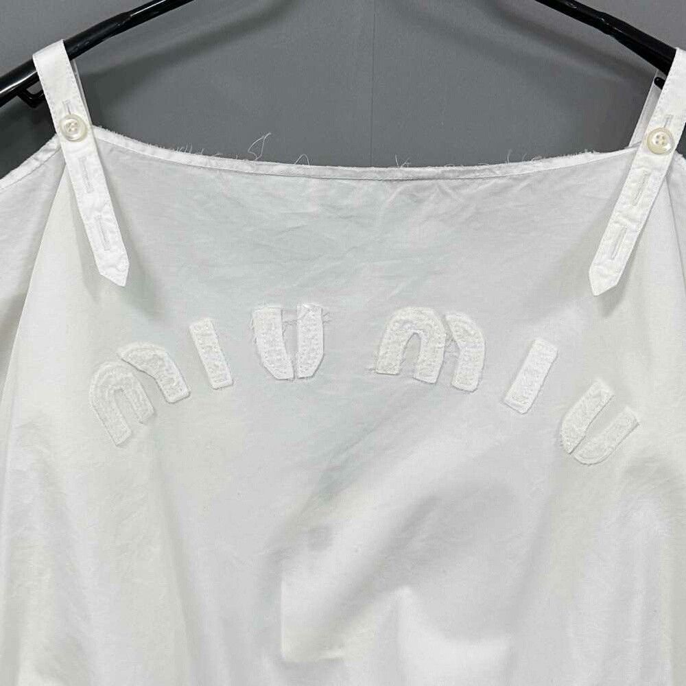 Miu Miu Miu Miu Cropped White Tank Top S Women Size S / US 4 / IT 40 - 5 Thumbnail