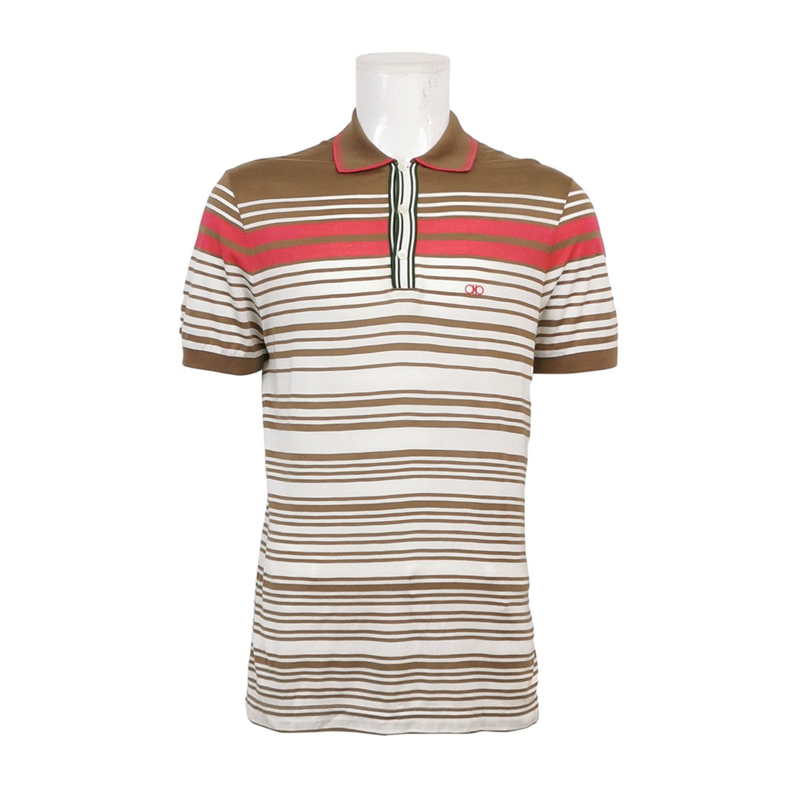 Salvatore Ferragamo Salvatore Ferragamo Striped Cotton Polo Shirt M Size US M / EU 48-50 / 2 - 2 Thumbnail