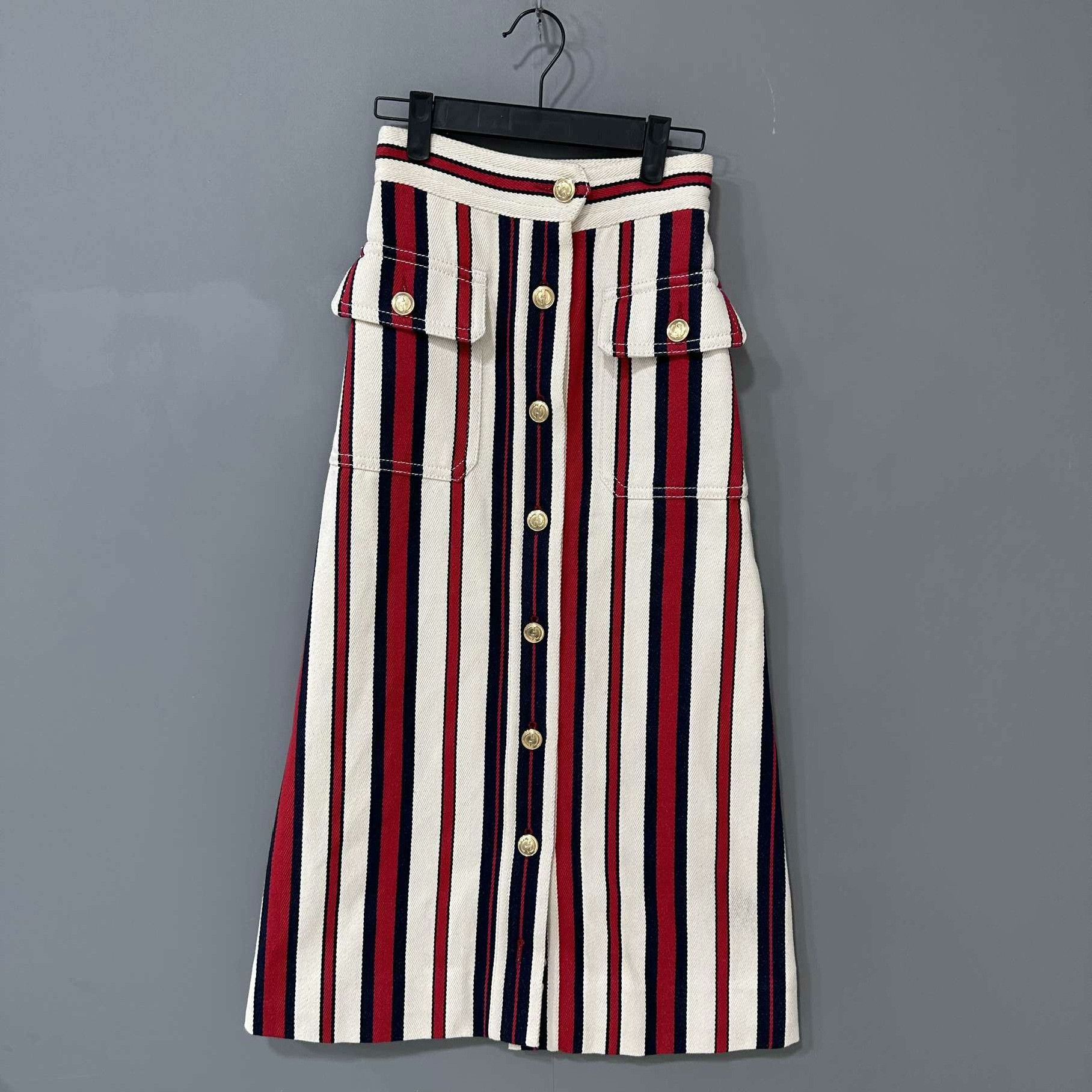 Gucci Gucci Denim Striped Gold Skirt 26 Women Size 26" / US 2 / IT 38 - 3 Thumbnail