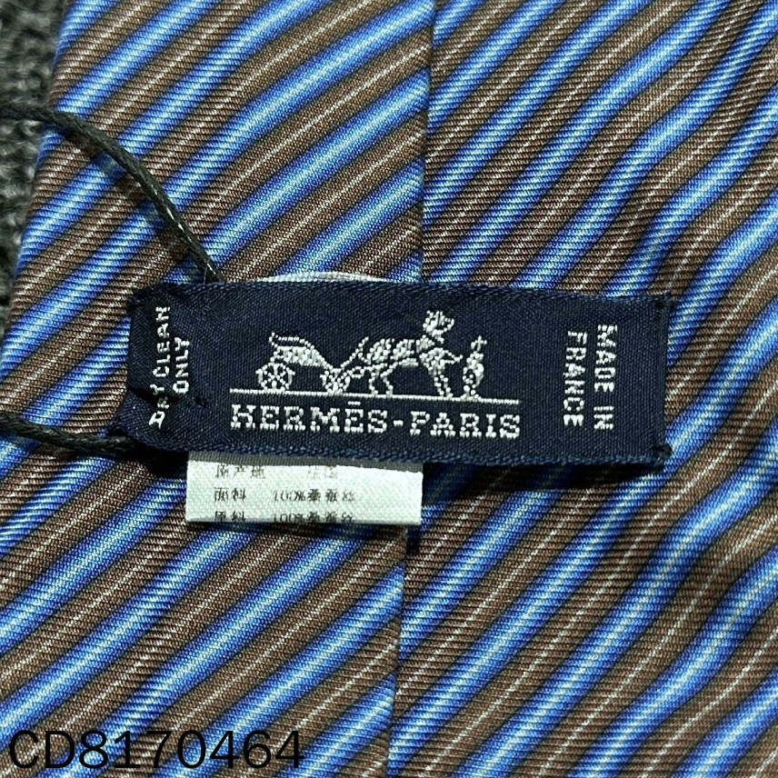 Hermes Hermes Silk Striped Blue Tie one size Men Size ONE SIZE - 5 Thumbnail