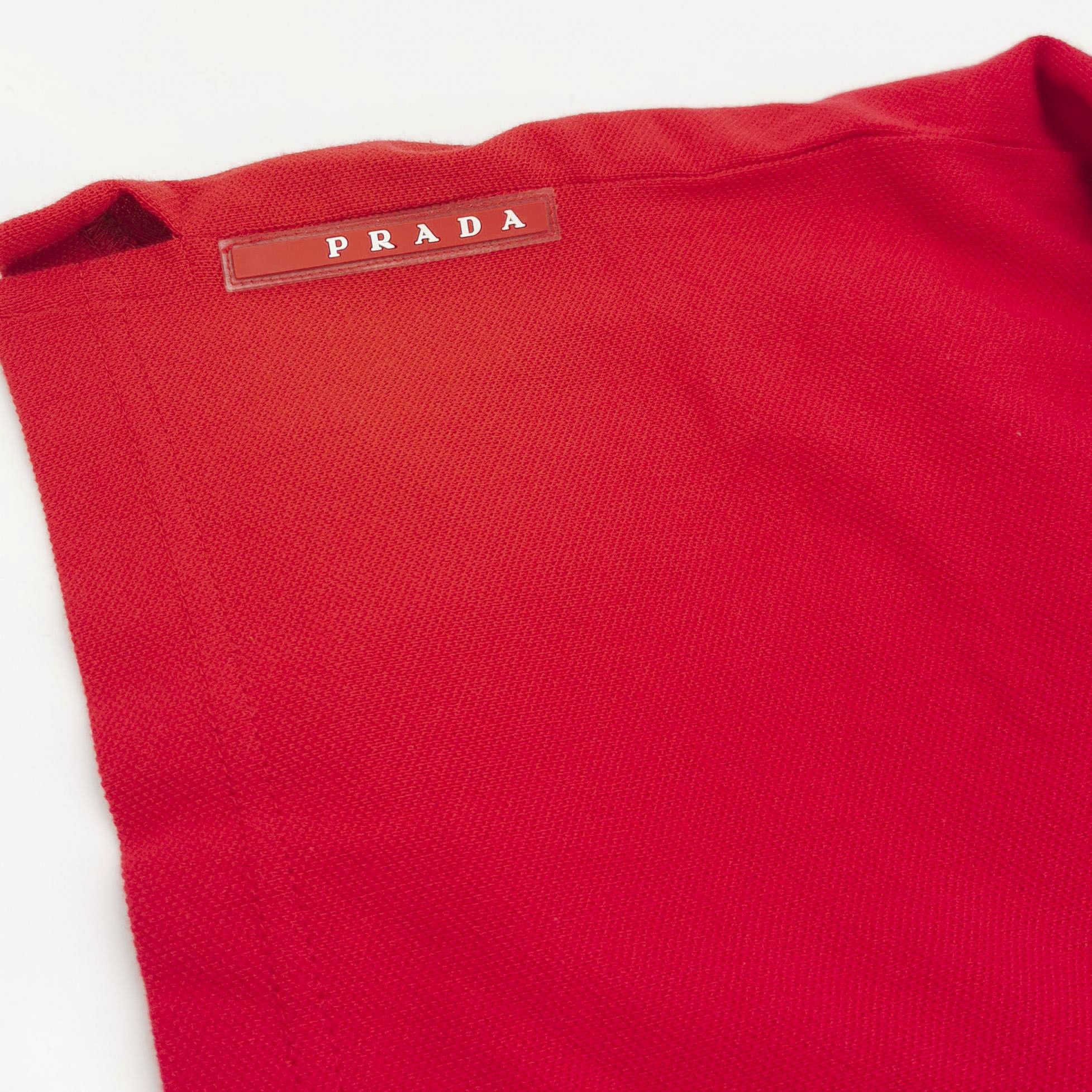 Prada Prada Red Contrast Collar Cotton Polo Shirt L Size US L / EU 52-54 / 3 - 5 Thumbnail
