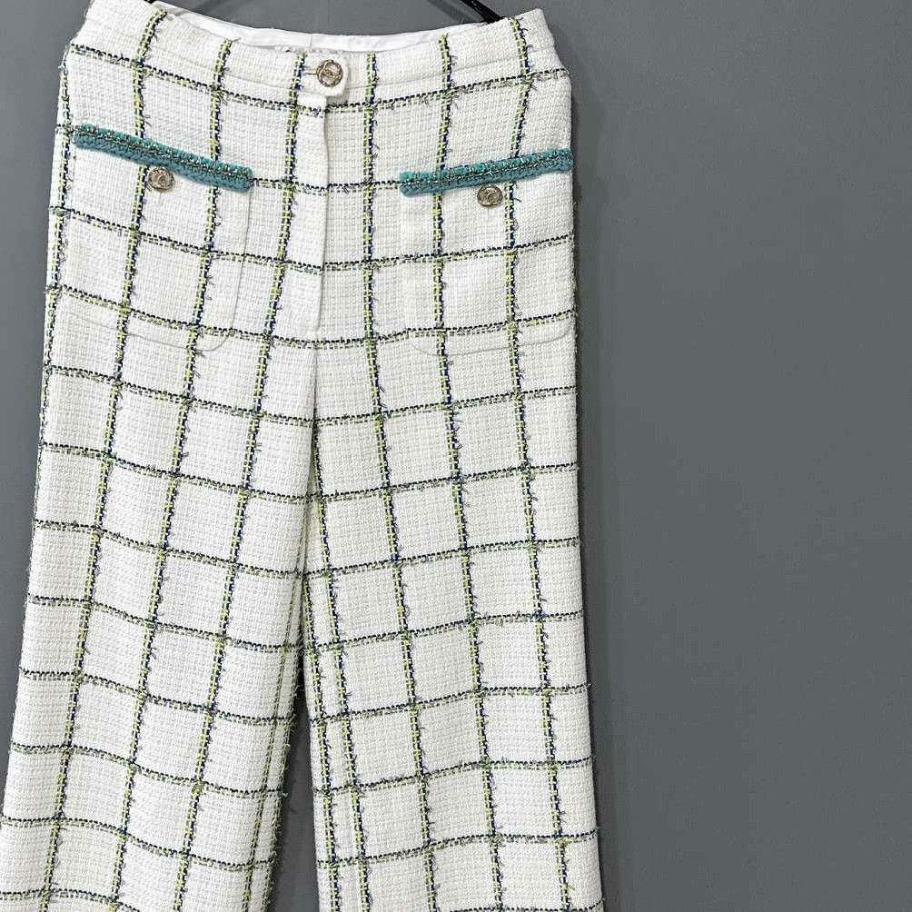 Chanel Chanel Casual Plaid Green Pants 36 Women Size 36" / US 14 / IT 50 - 2 Thumbnail