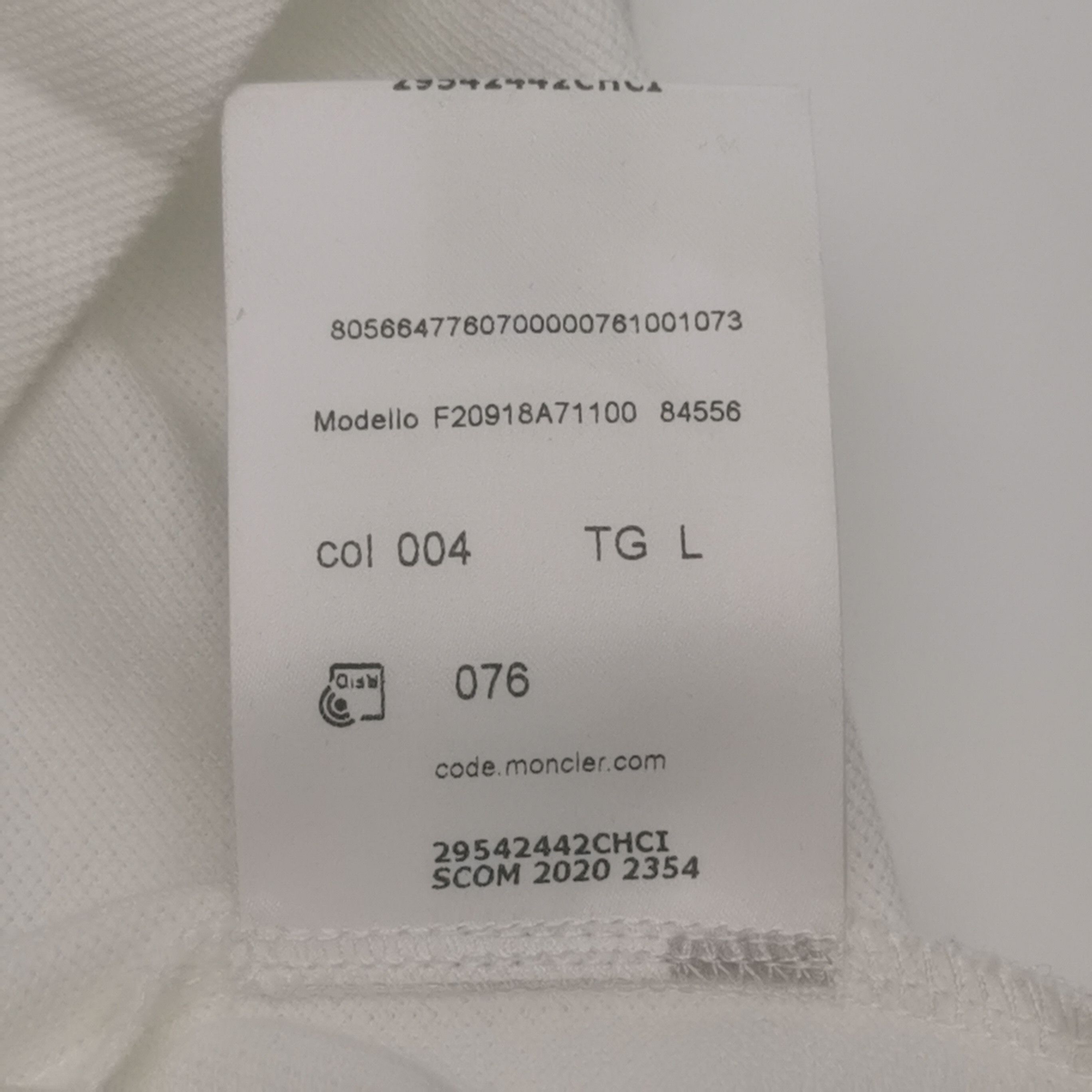 Moncler Moncler White Cotton Polo Shirt Size L Size US L / EU 52-54 / 3 - 9 Thumbnail