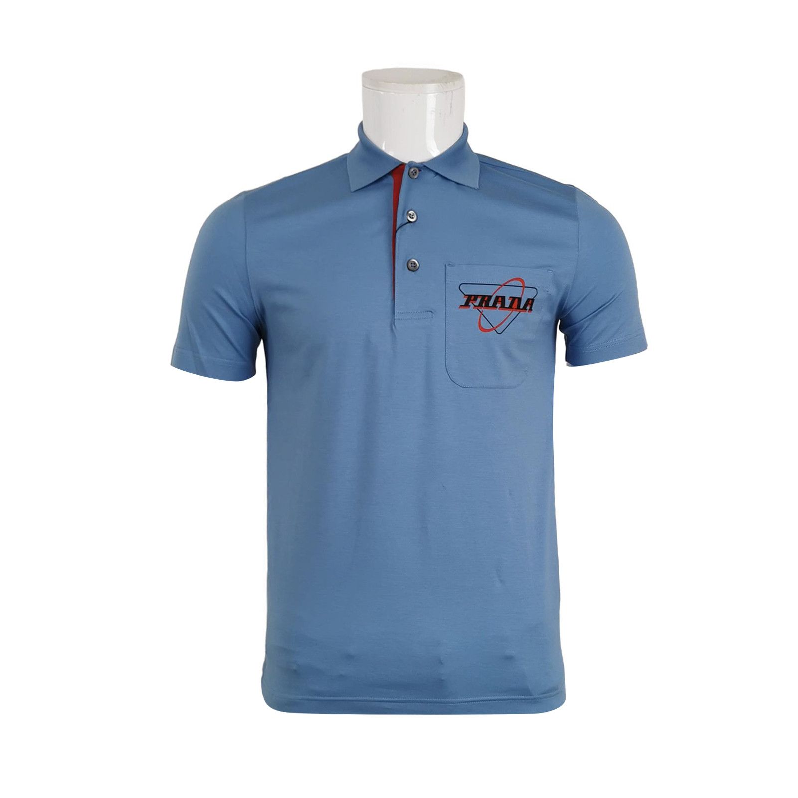 Prada Prada Logo Patch Short Sleeve Polo Shirt Blue XS Size US XS / EU 42 / 0 - 2 Thumbnail