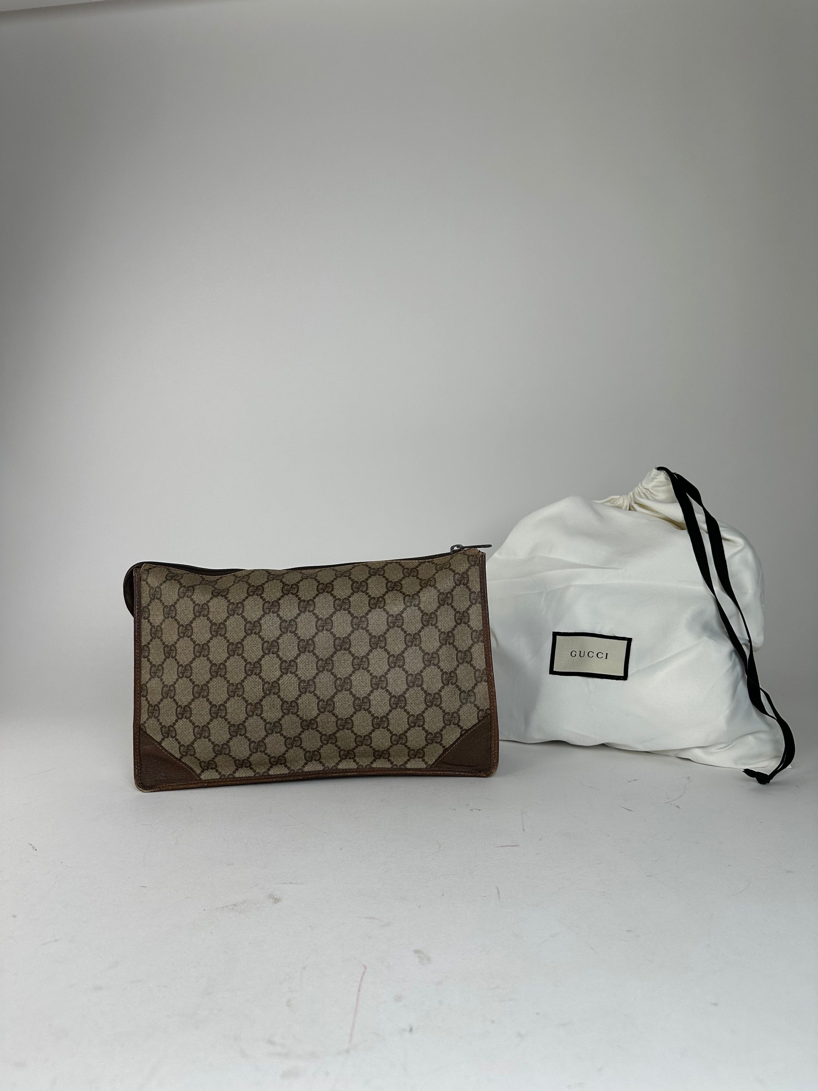 Gucci Vintage GG Supreme Monogram Coated Canvas Zip Pouch Beige Eb Size ONE SIZE - 2 Thumbnail