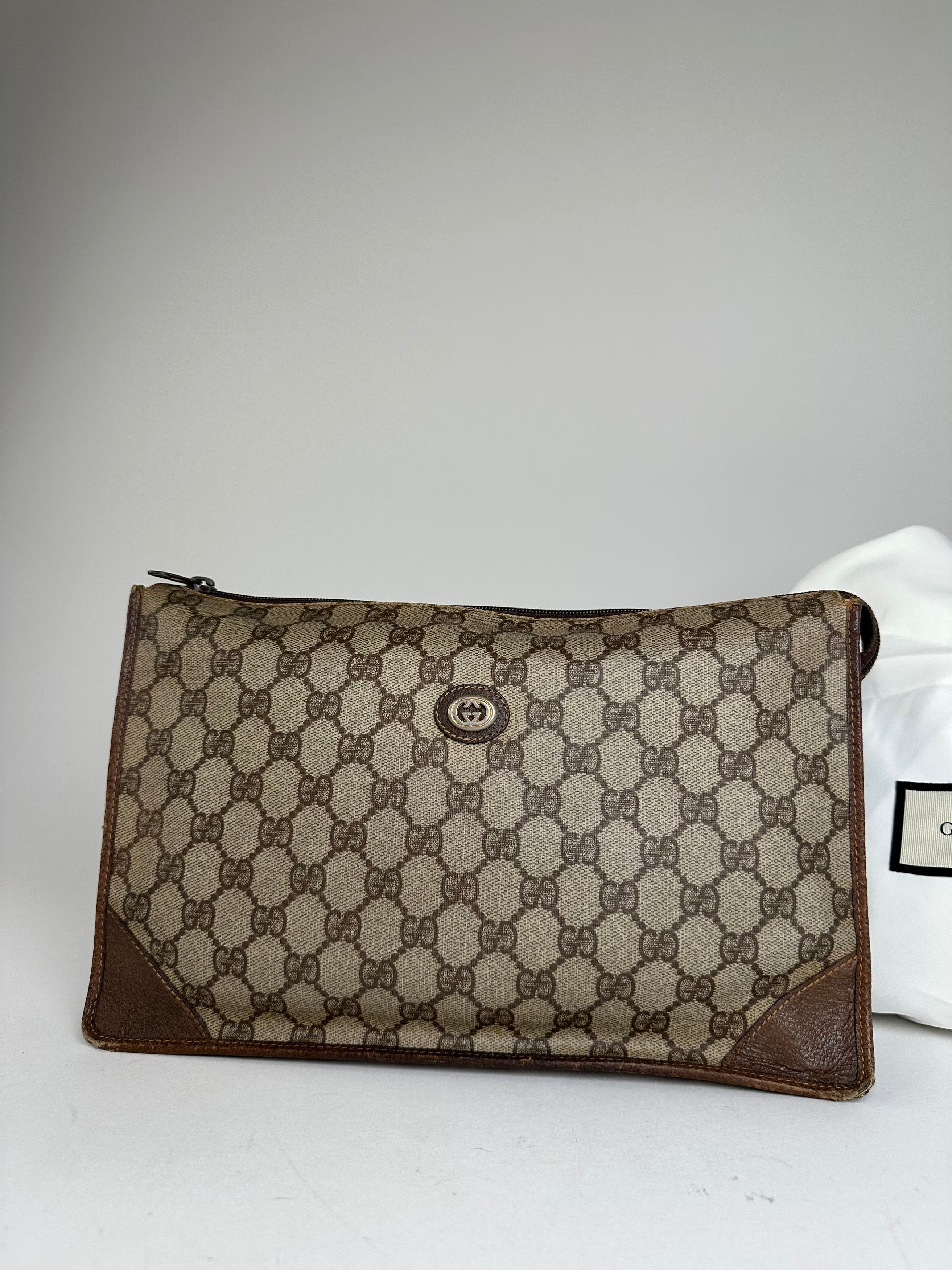 Gucci Vintage GG Supreme Monogram Coated Canvas Zip Pouch Beige Eb Size ONE SIZE - 13 Thumbnail