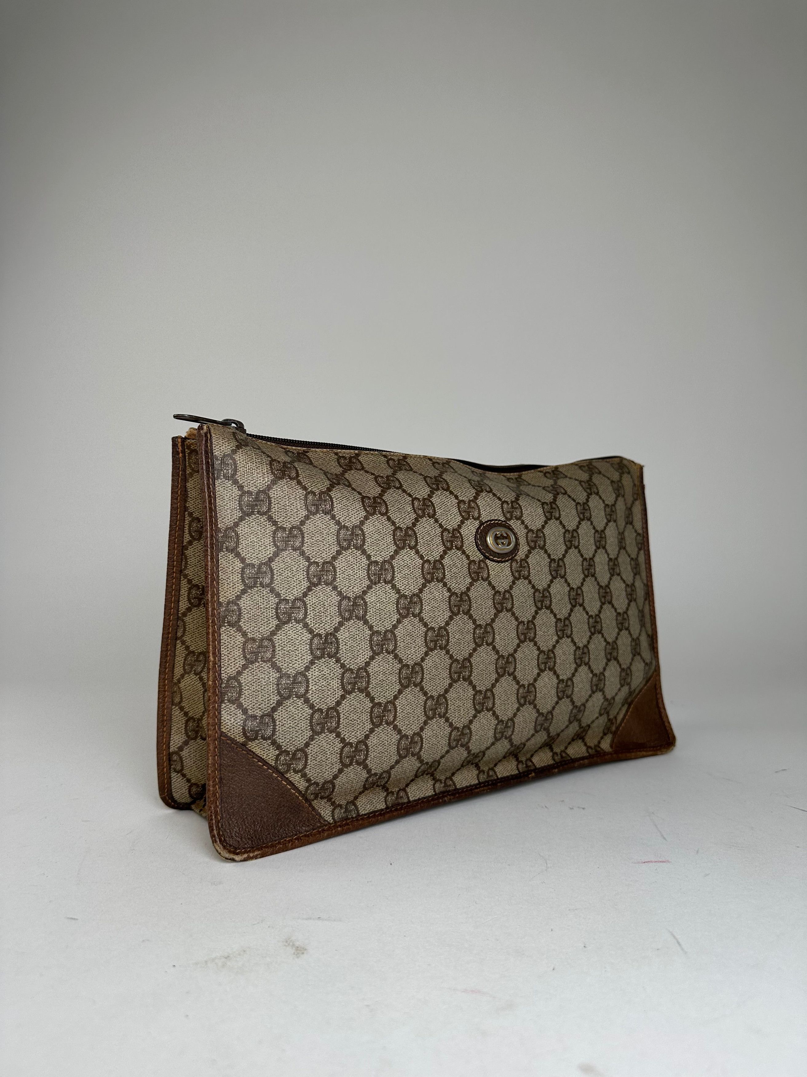 Gucci Vintage GG Supreme Monogram Coated Canvas Zip Pouch Beige Eb Size ONE SIZE - 8 Thumbnail