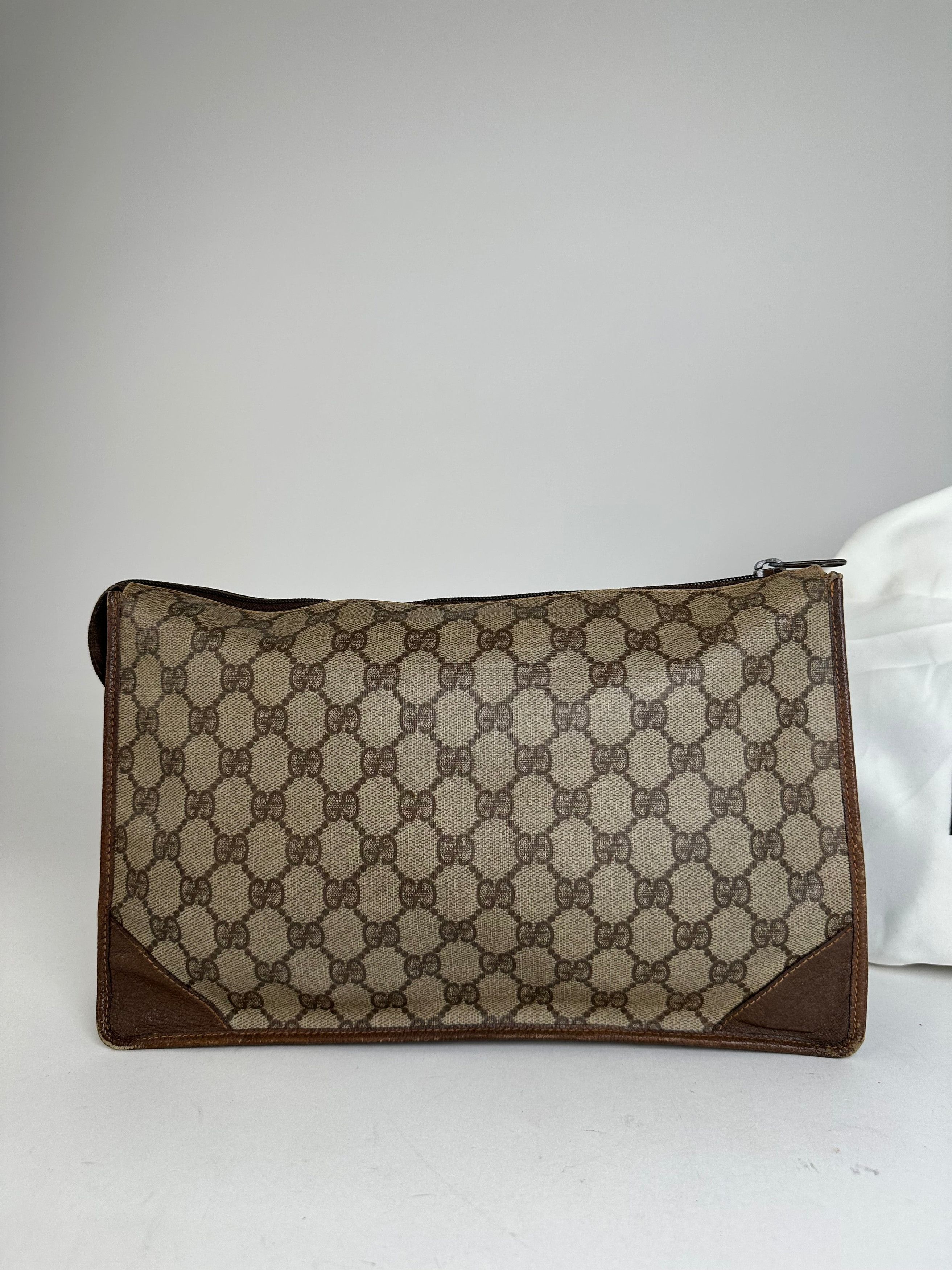 Gucci Vintage GG Supreme Monogram Coated Canvas Zip Pouch Beige Eb Size ONE SIZE - 14 Thumbnail