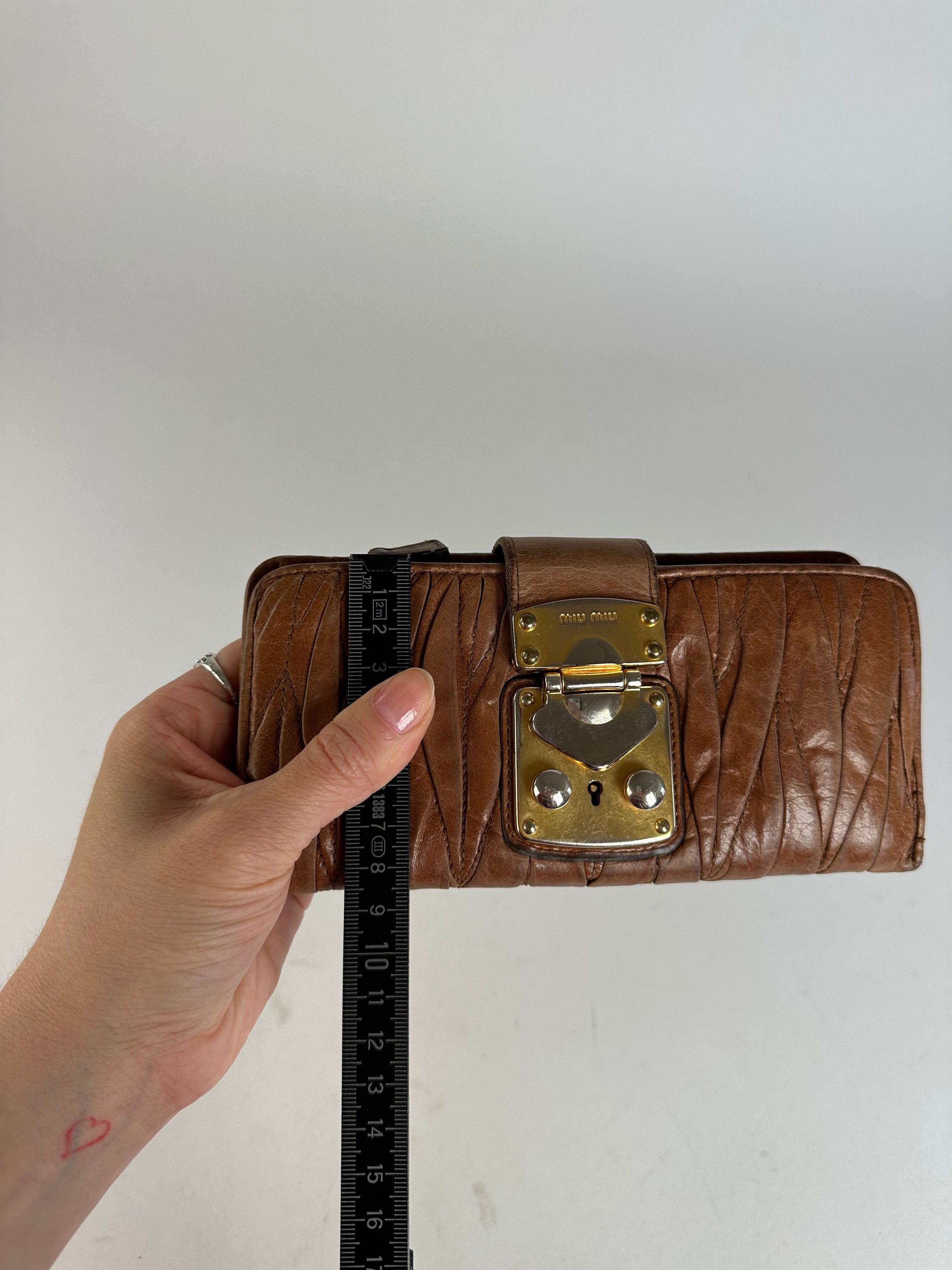 Miu Miu Vintage Matelasse Leather Long Wallet Cognac Brown Size ONE SIZE - 10 Thumbnail