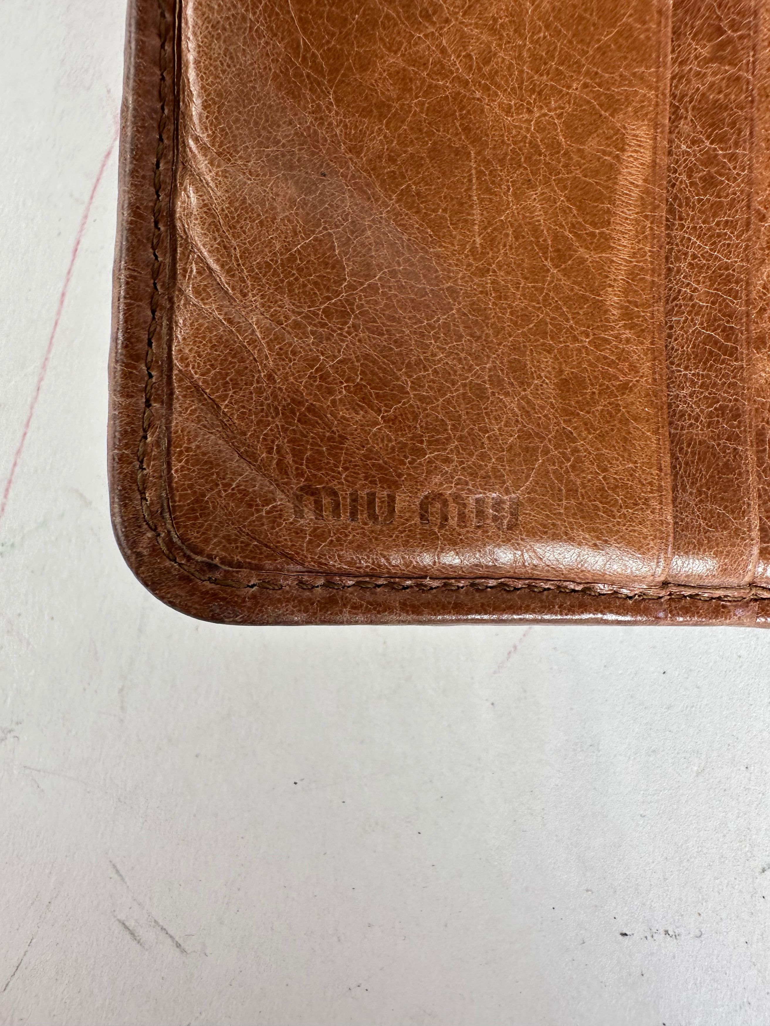 Miu Miu Vintage Matelasse Leather Long Wallet Cognac Brown Size ONE SIZE - 6 Thumbnail