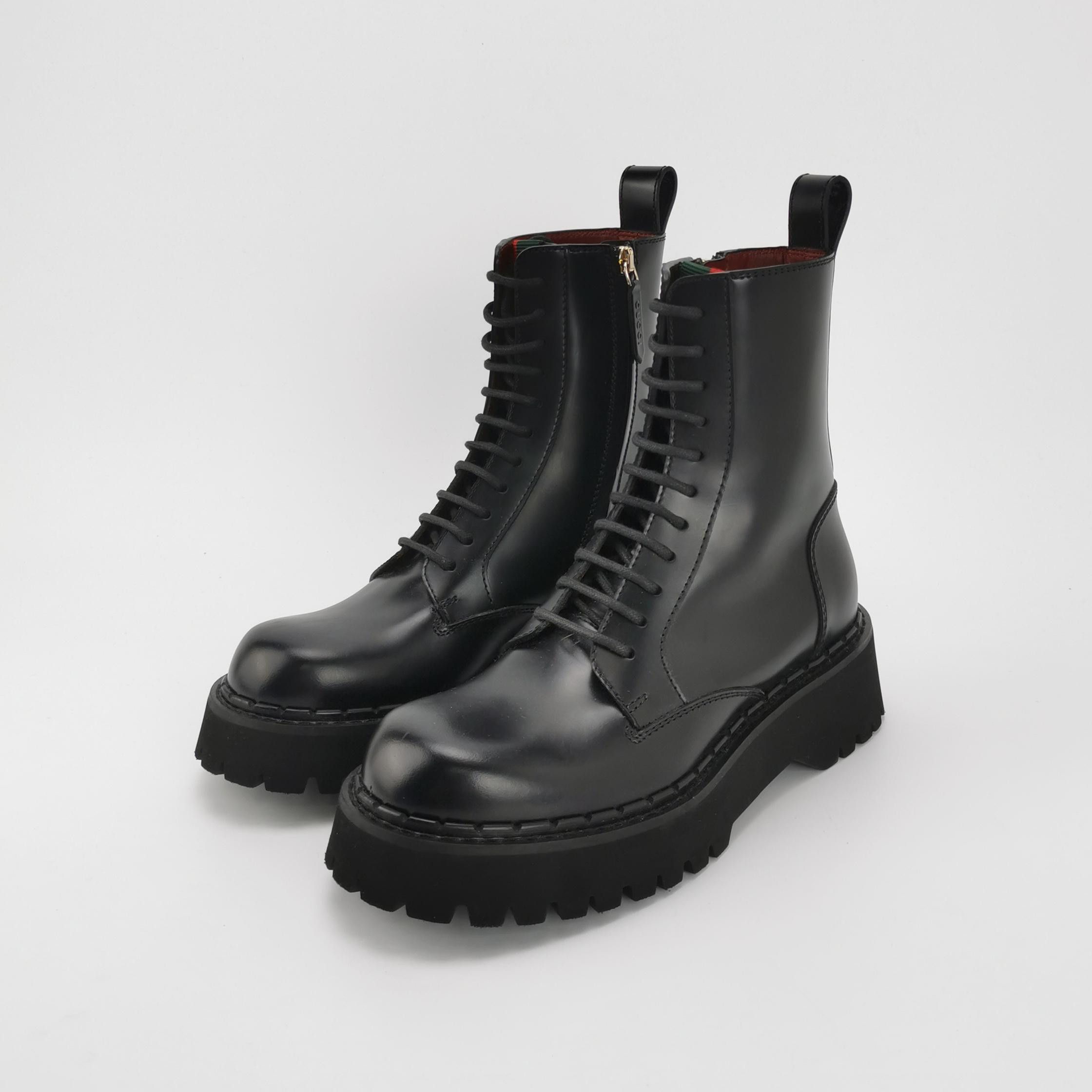 Gucci Gucci Leather Lug Sole Lace-Up Boots 39 Size US 6 / EU 39 - 2 Thumbnail