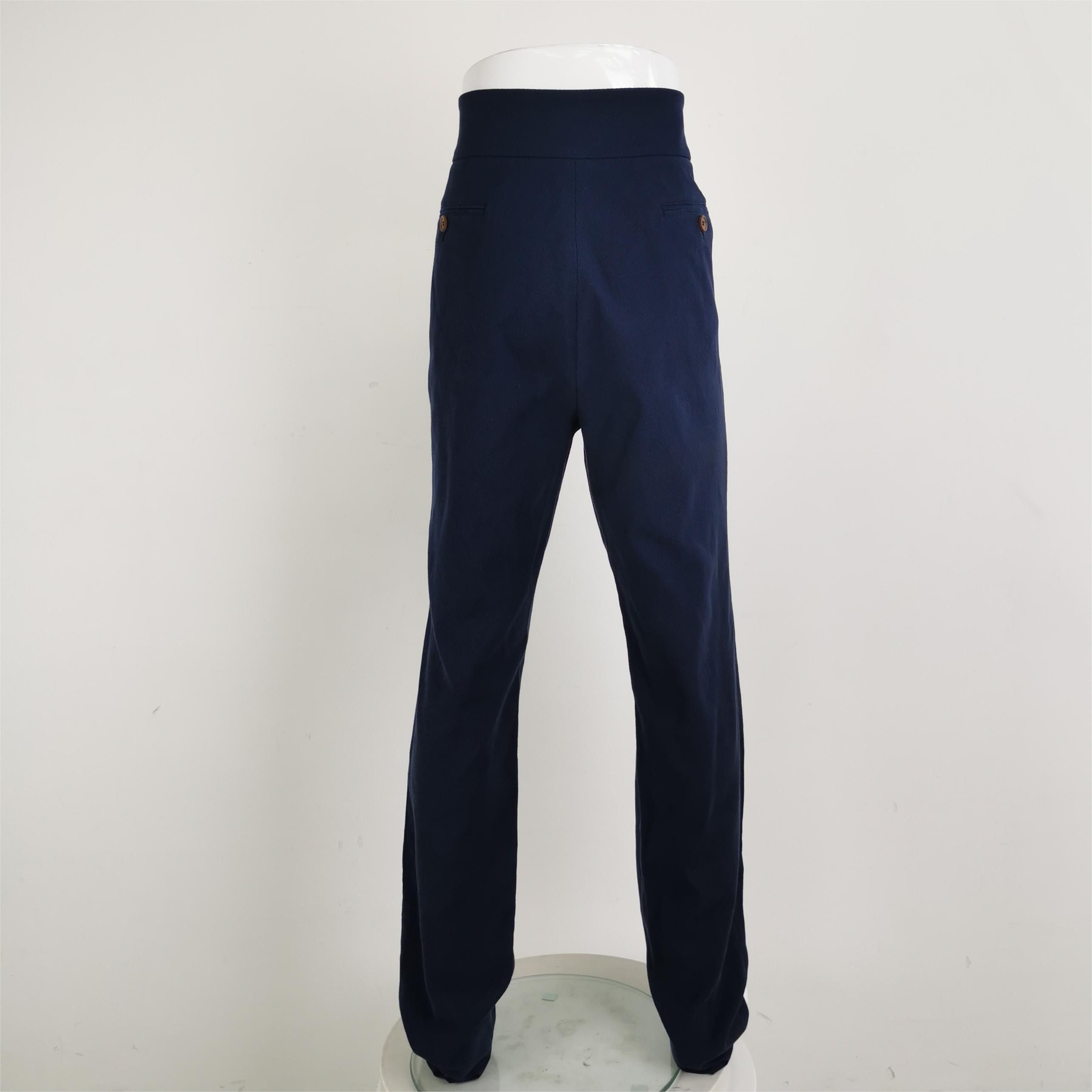 Giorgio Armani Giorgio Armani Solid Navy Cotton Trousers US 36 Size US 36 / EU 52 - 4 Thumbnail