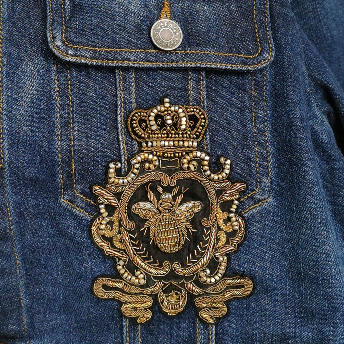 Dolce & Gabbana Dolce & Gabbana Bee Patch Denim Jacket 46 Size US S / EU 44-46 / 1 - 4 Thumbnail