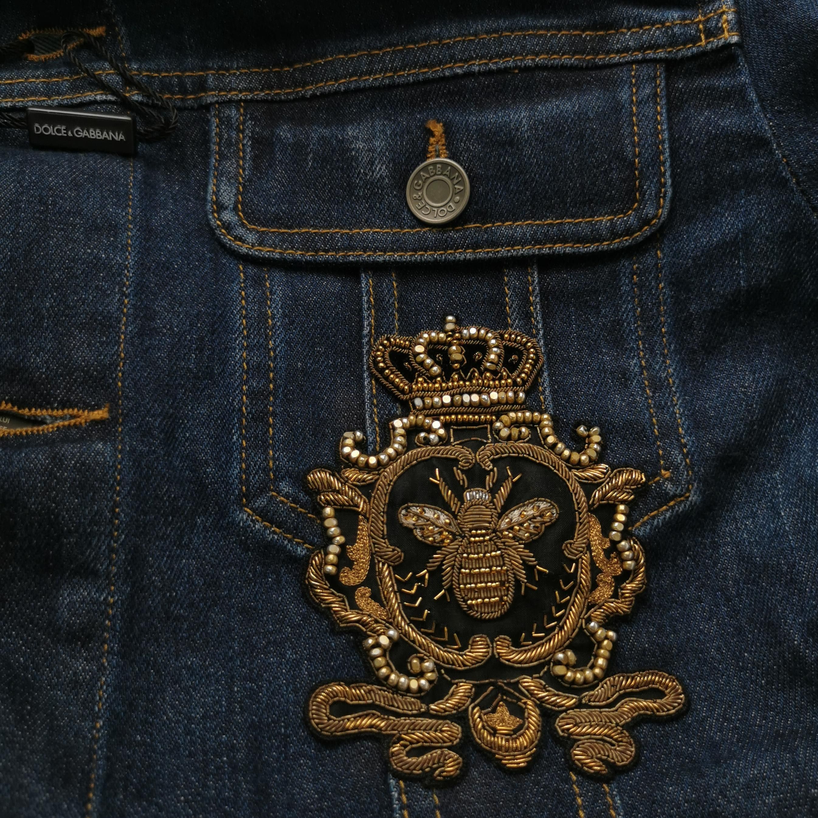 Dolce & Gabbana Dolce & Gabbana Bee Crest Denim Jacket 46 Size US S / EU 44-46 / 1 - 4 Thumbnail