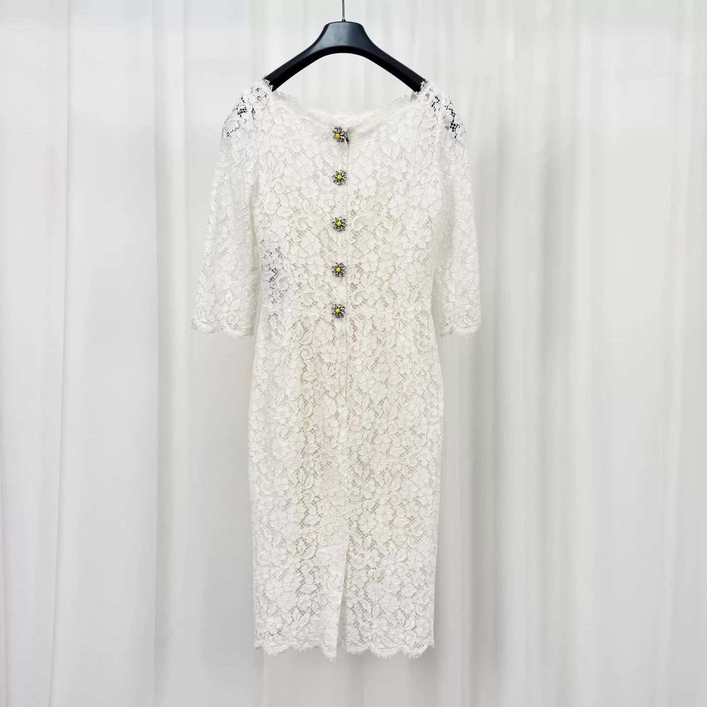 Dolce & Gabbana Dolce & Gabbana Crystal Button Lace Midi Dress 40 Size S / US 4 / IT 40 - 3 Thumbnail