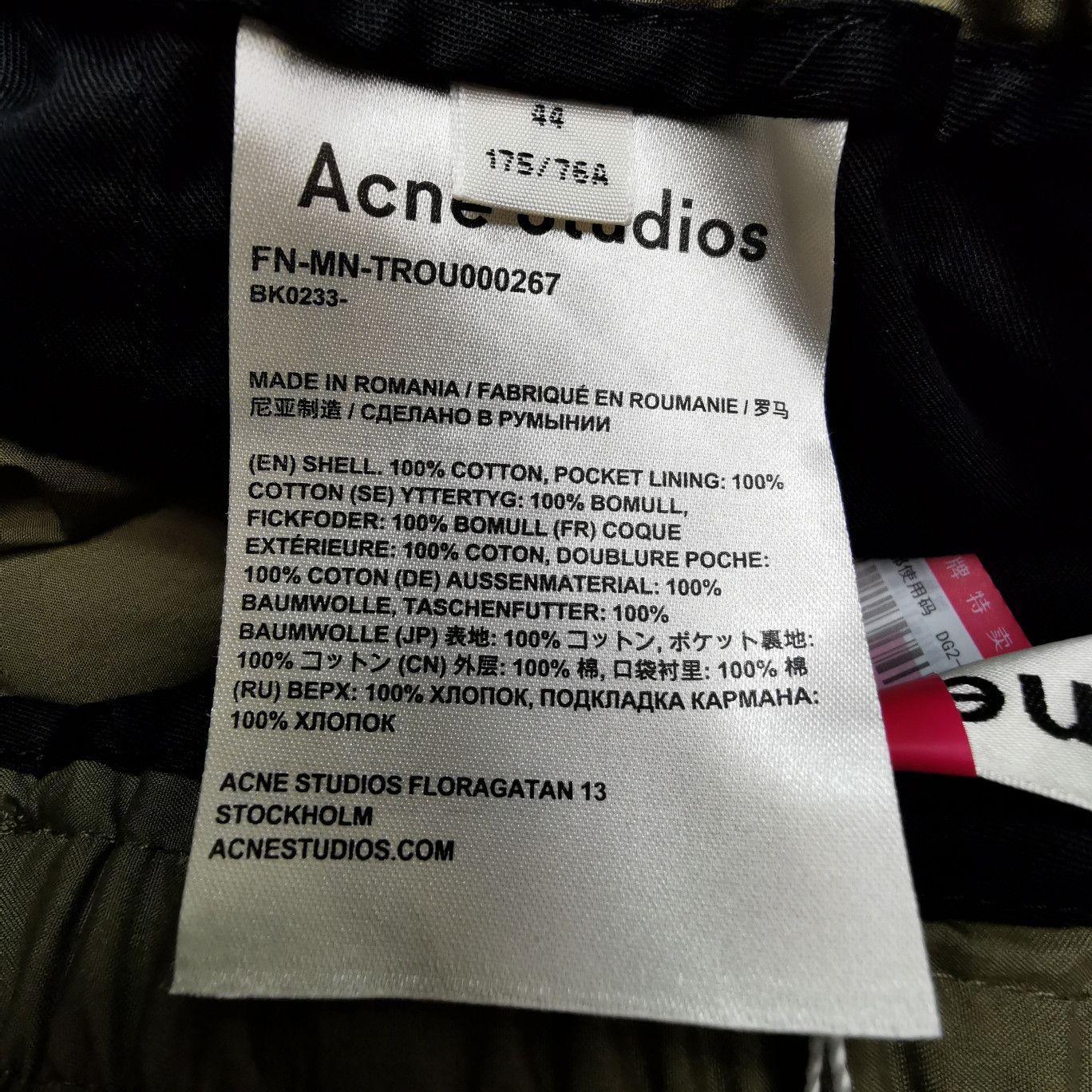 Acne Studios Acne Studios Olive Green Cotton Casual Pants 44 Size US 28 / EU 44 - 7 Thumbnail
