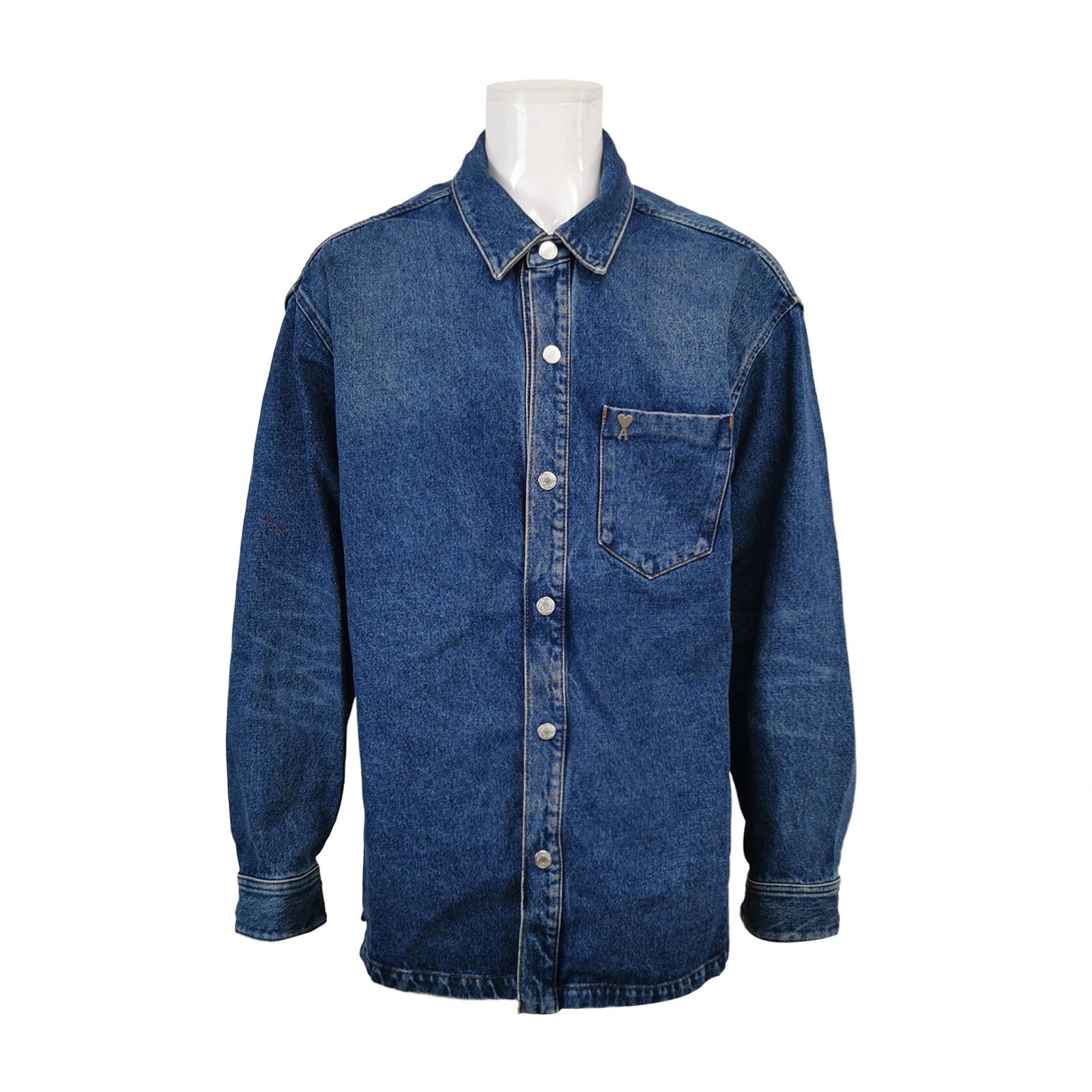 AMI AMI Alexandre Mattiussi Heart Logo Denim Overshirt XL Size US XL / EU 56 / 4 - 2 Thumbnail