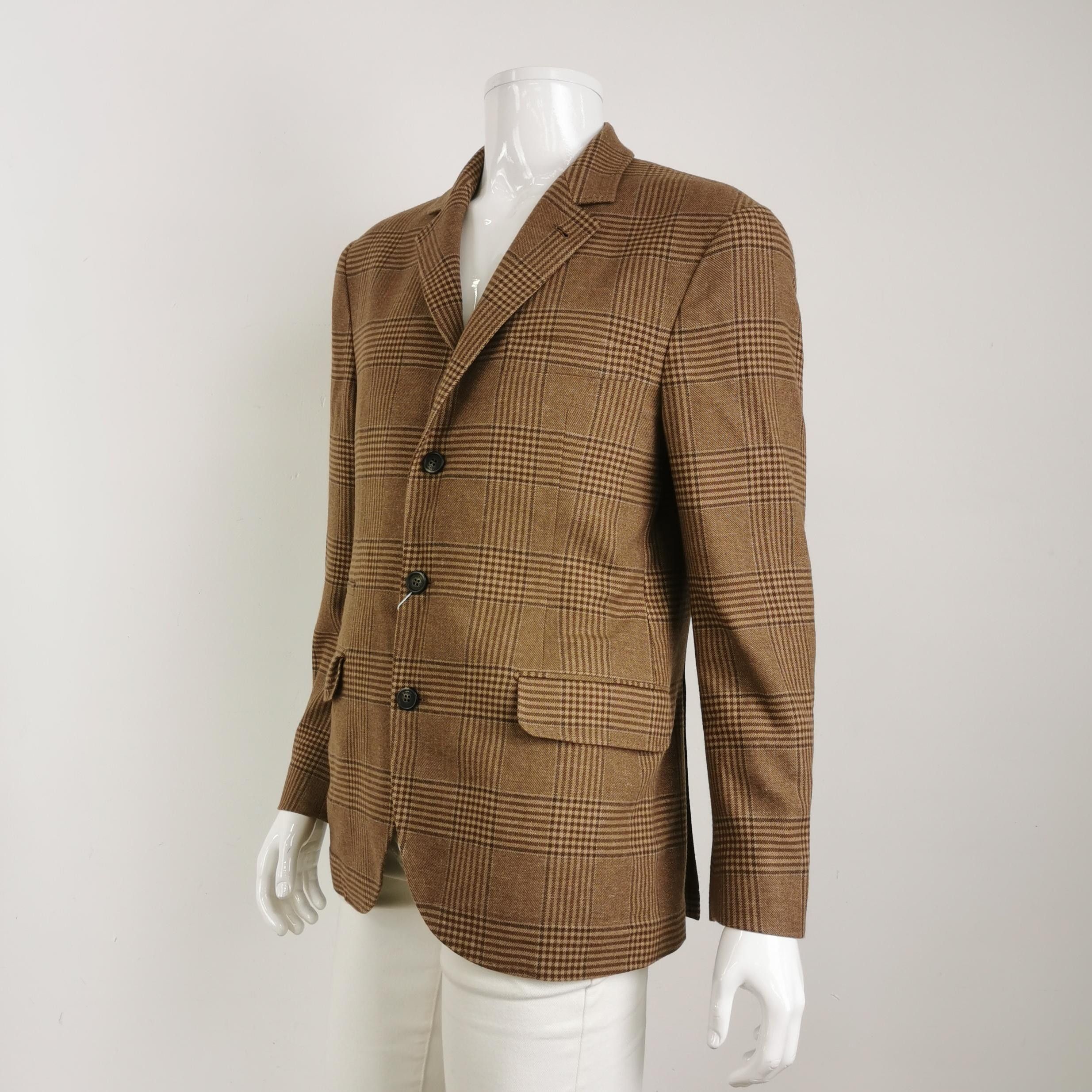 Brunello Cucinelli Brunello Cucinelli Plaid Wool-Linen Blazer Size 40R Size 40R - 3 Thumbnail