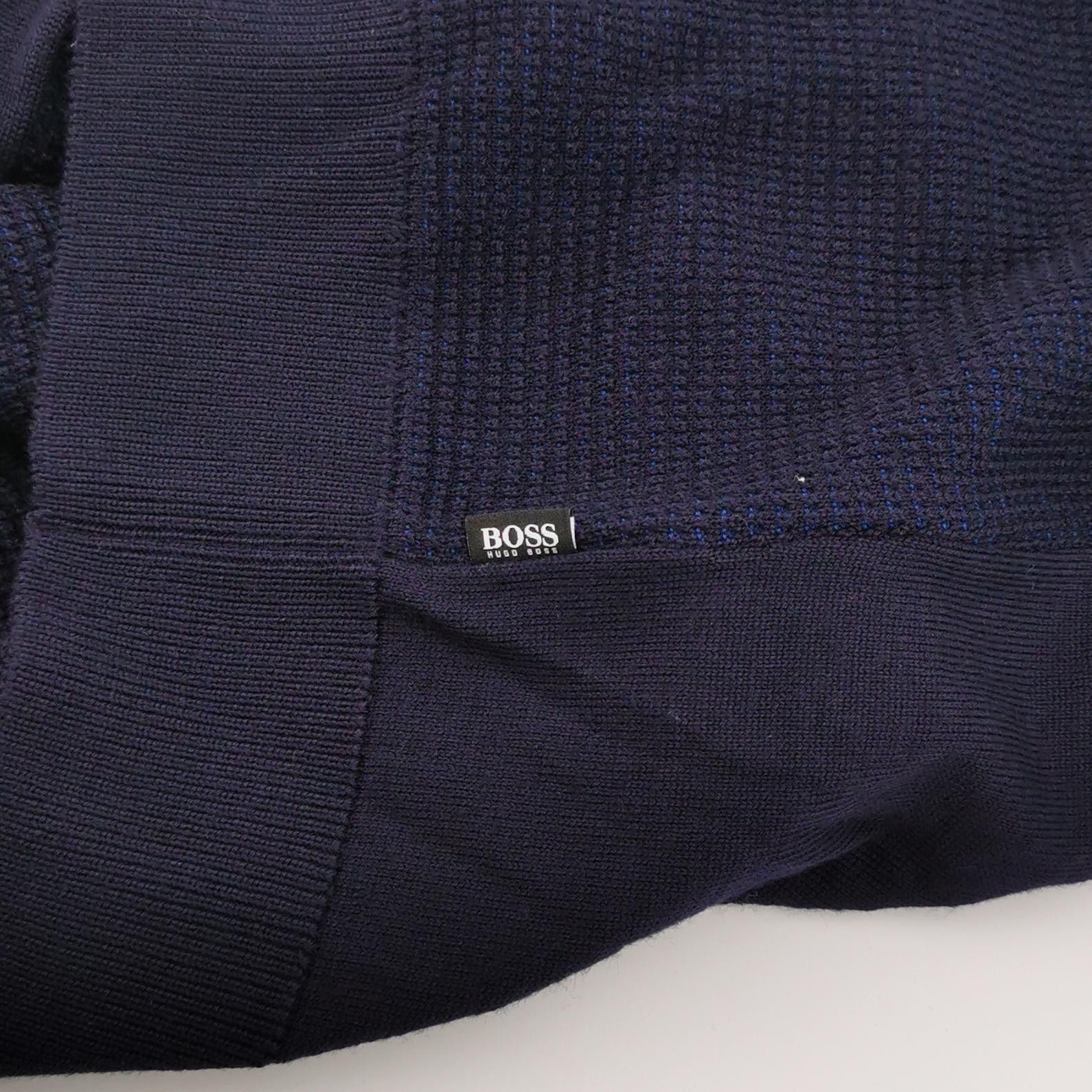 Hugo Boss Hugo Boss Navy Cotton Wool Zip Up Sweater US L Size US L / EU 52-54 / 3 - 4 Thumbnail