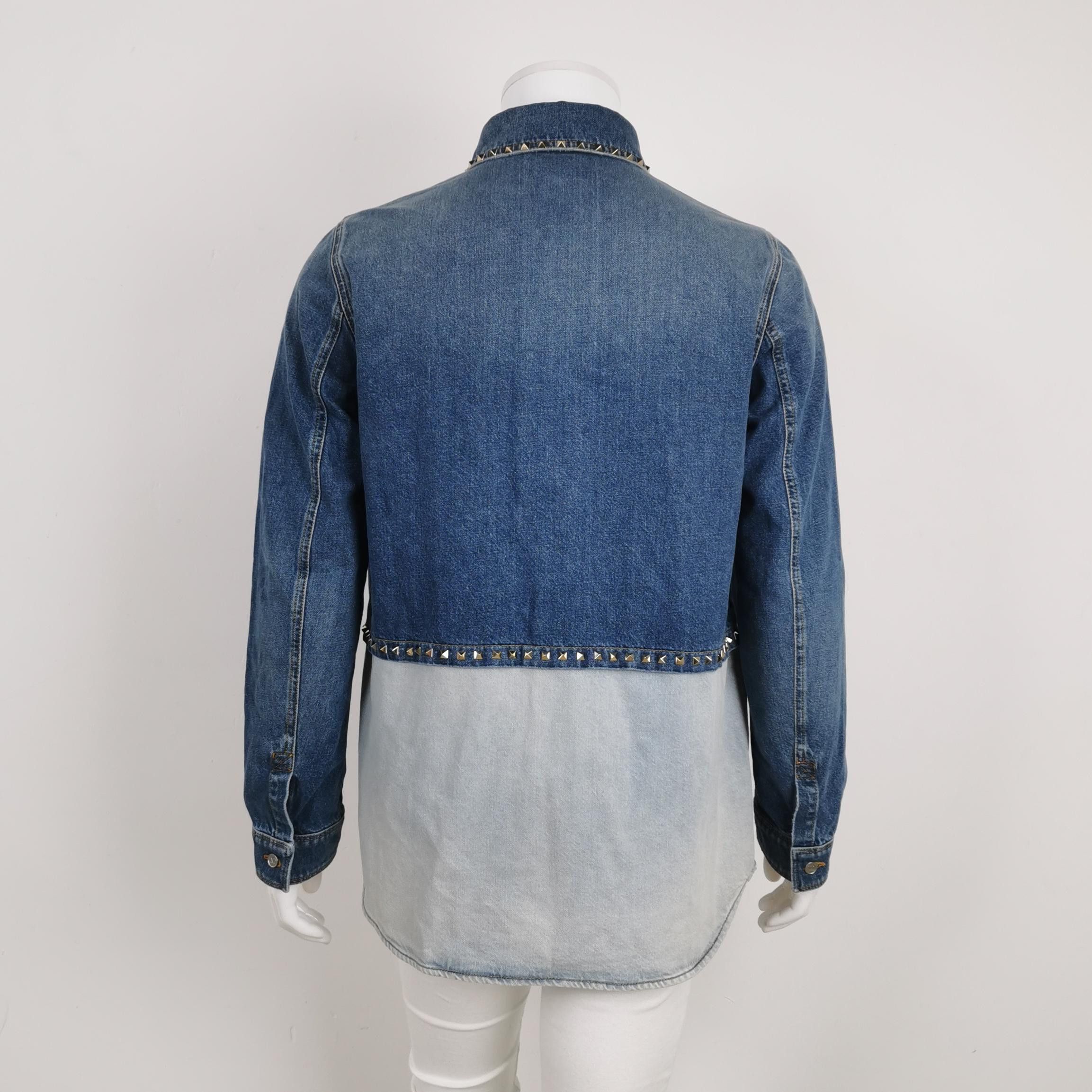 Valentino Valentino Rockstud Two-Tone Denim Jacket Size 48 Size US M / EU 48-50 / 2 - 3 Thumbnail
