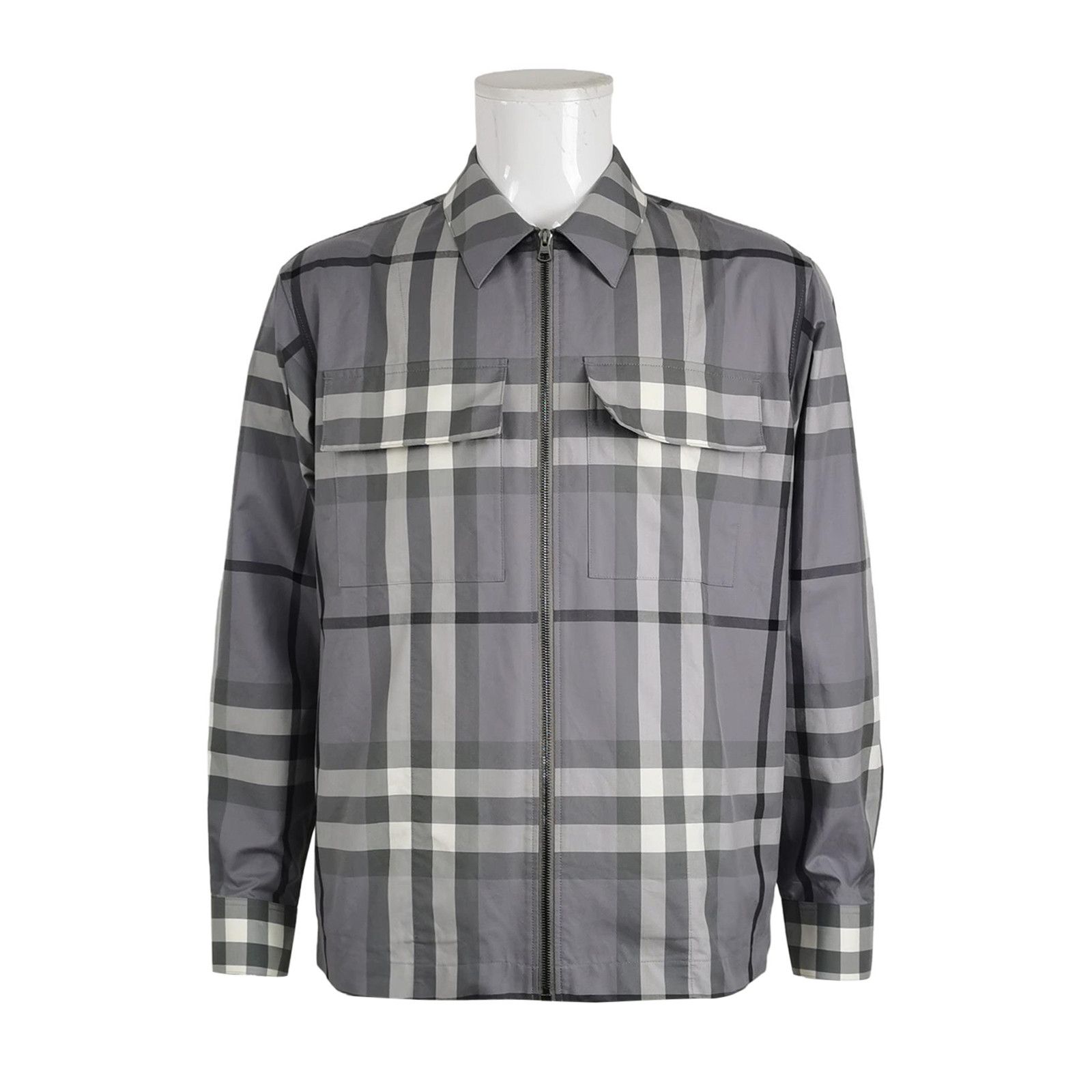 Burberry Burberry Grey Check Cotton Zip Jacket Size M Size US M / EU 48-50 / 2 - 2 Thumbnail