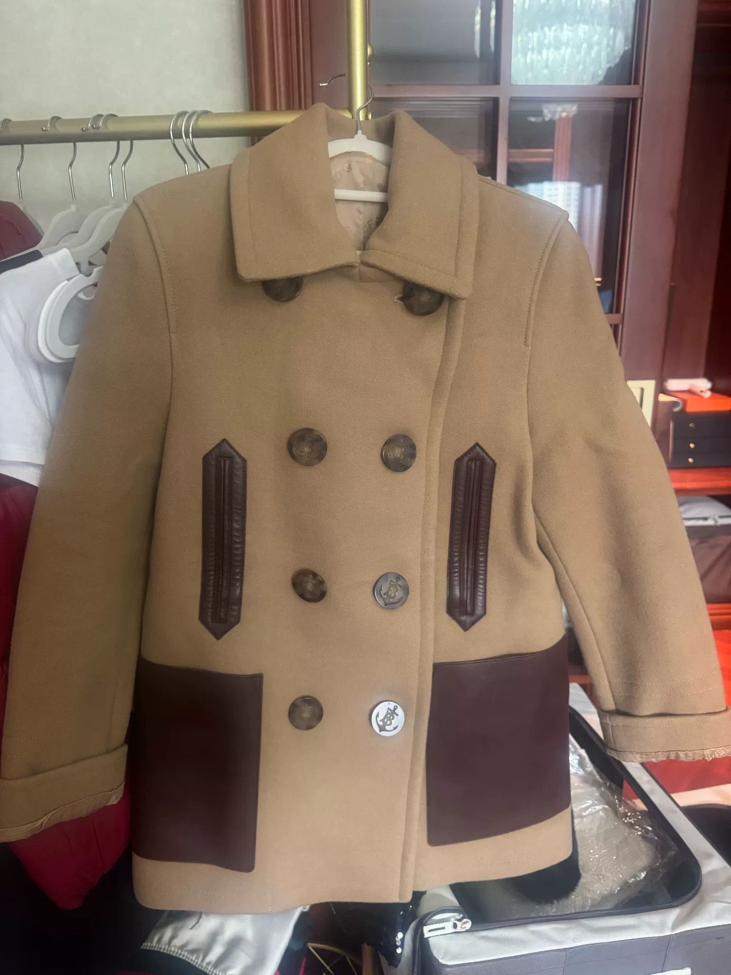 Burberry Burberry Leather Trim Wool Peacoat Size S Size US S / EU 44-46 / 1 - 3 Thumbnail