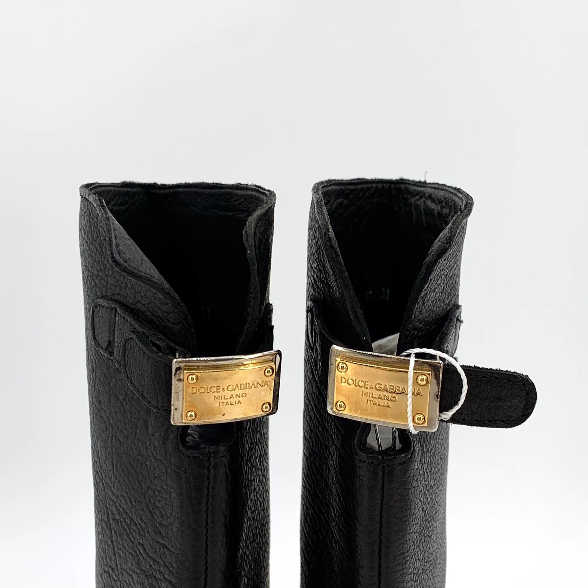 Dolce & Gabbana Dolce & Gabbana Leather Gold Logo Plate Boots 37 Size US 7 / IT 37 - 6 Thumbnail