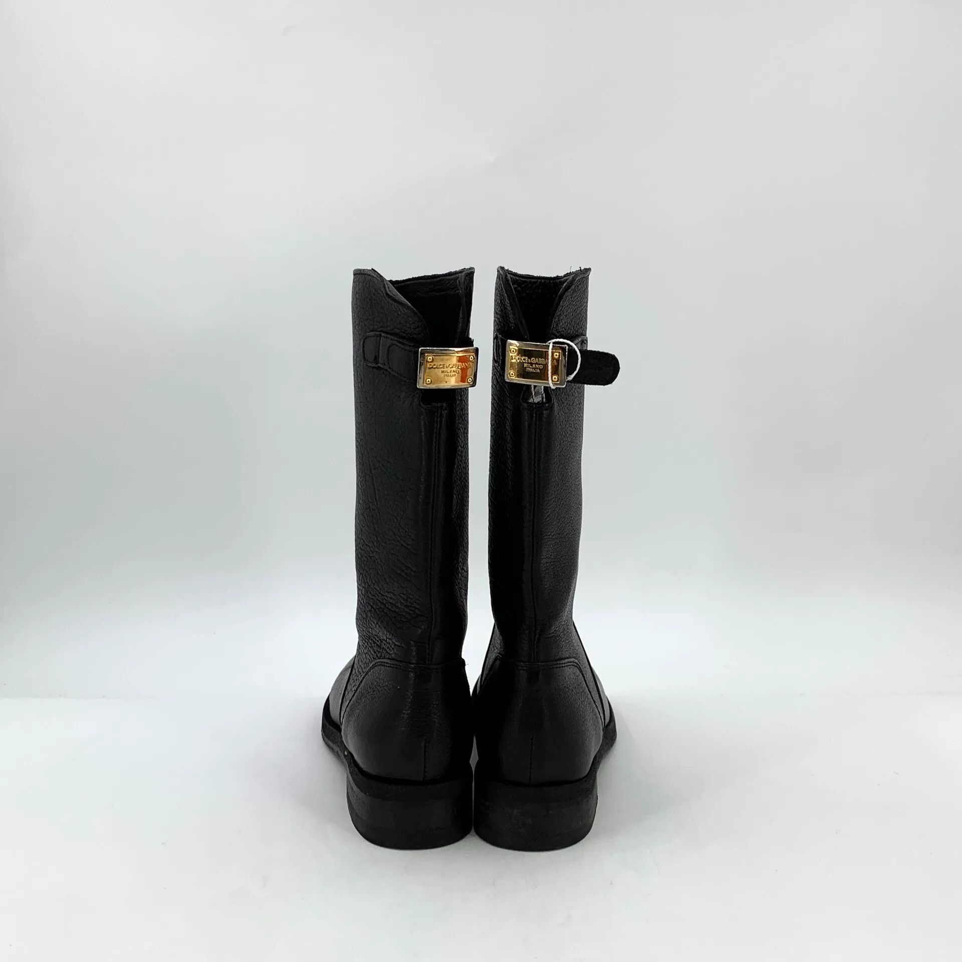 Dolce & Gabbana Dolce & Gabbana Leather Gold Logo Plate Boots 37 Size US 7 / IT 37 - 5 Thumbnail