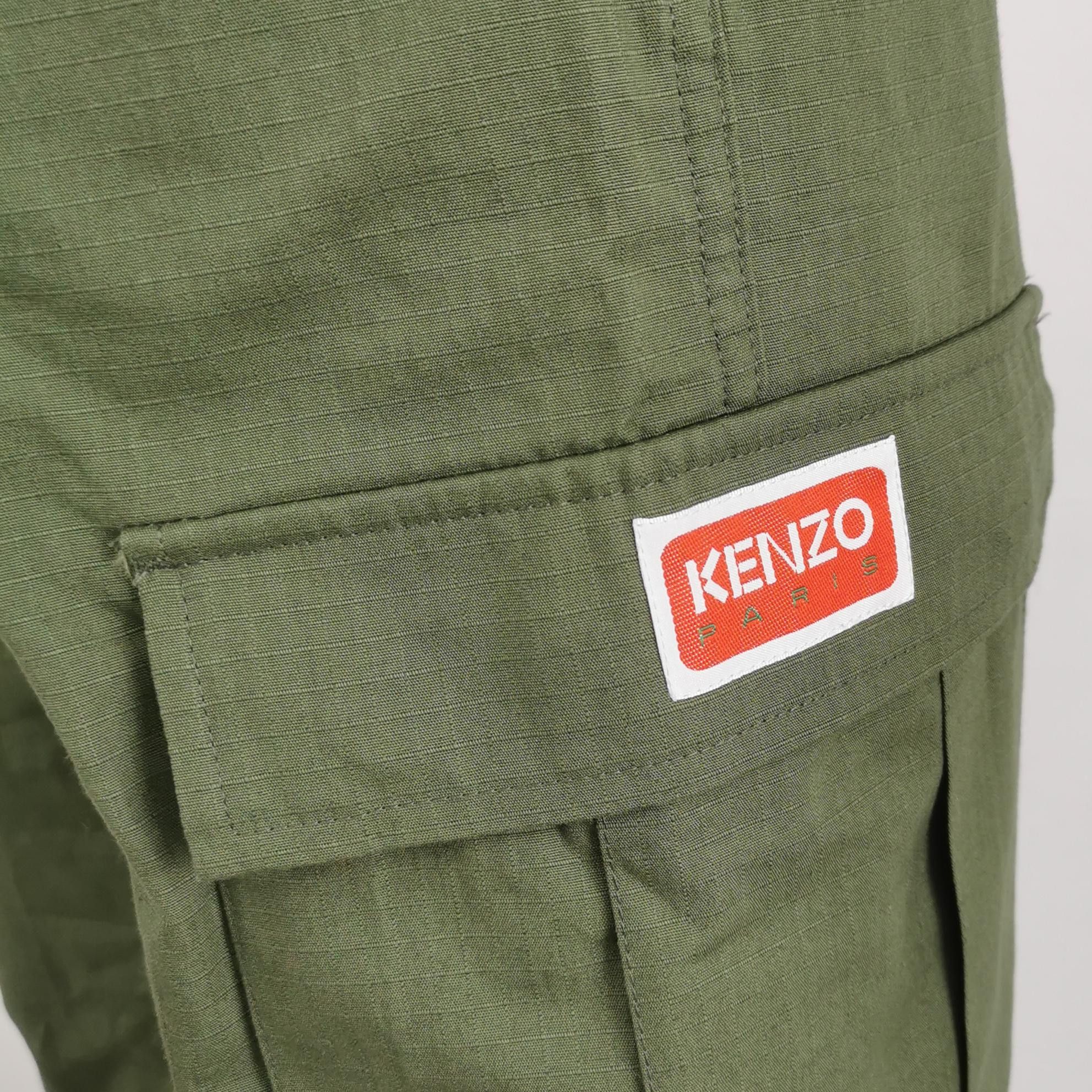 Kenzo Kenzo Green Ripstop Logo Patch Cargo Pants US 26 Size US 26 / EU 42 - 4 Thumbnail