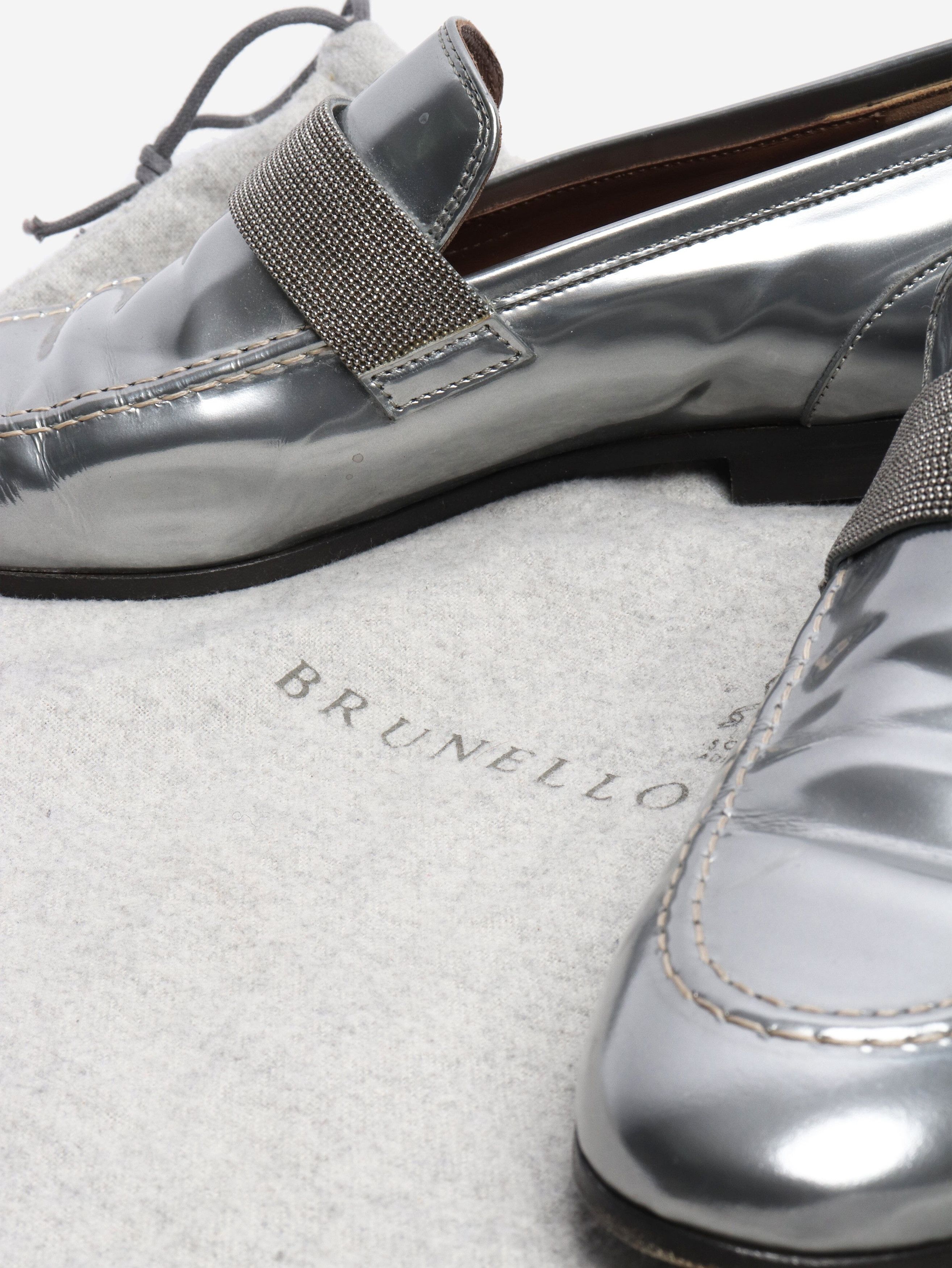 Brunello Cucinelli Silver chrome loafers - EU 38 Size US 7.5 / IT 37.5 - 6 Thumbnail