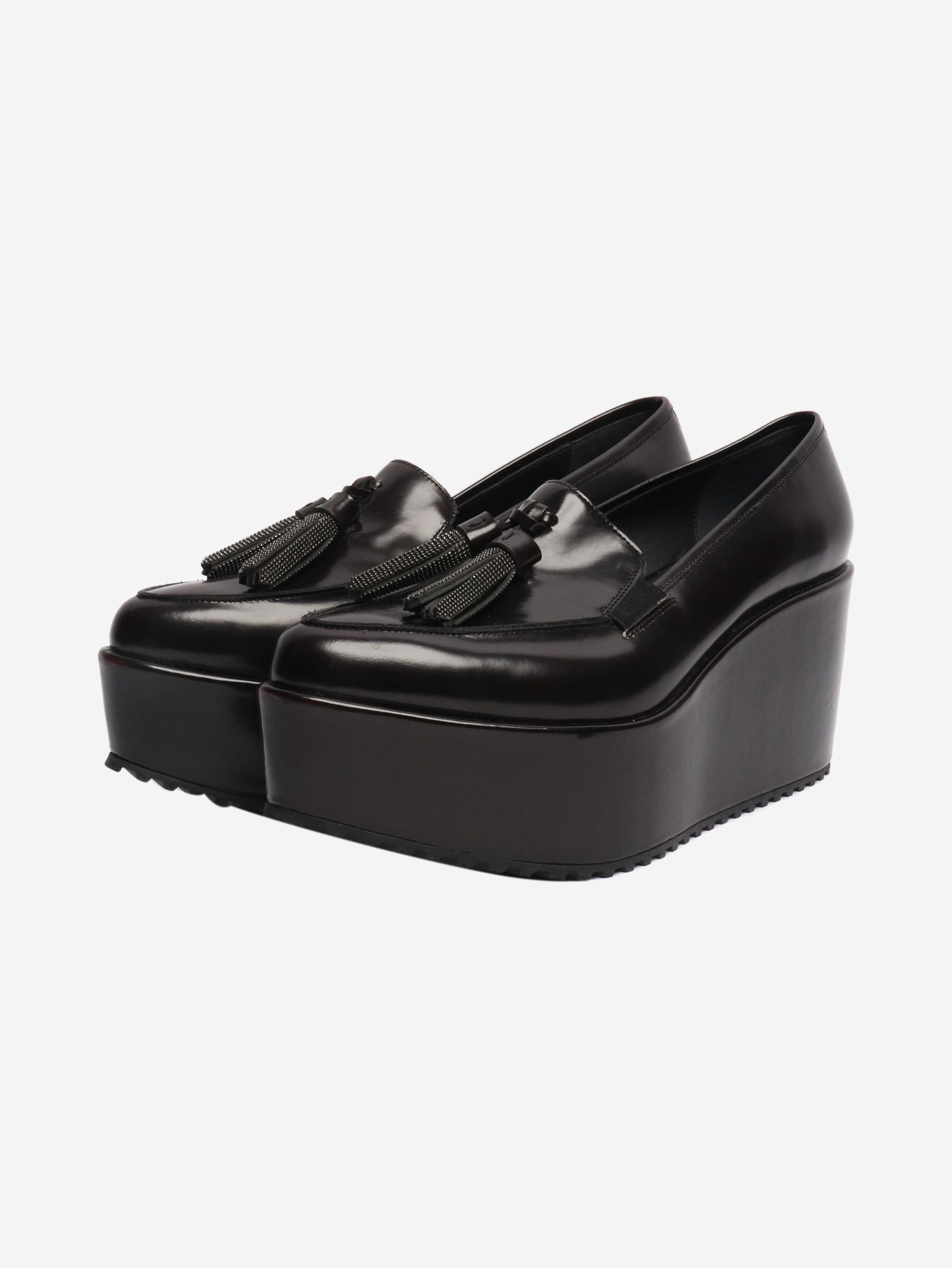 Brunello Cucinelli Dark brown tassel platform loafers - EU 38 Size US 7.5 / IT 37.5 - 2 Thumbnail