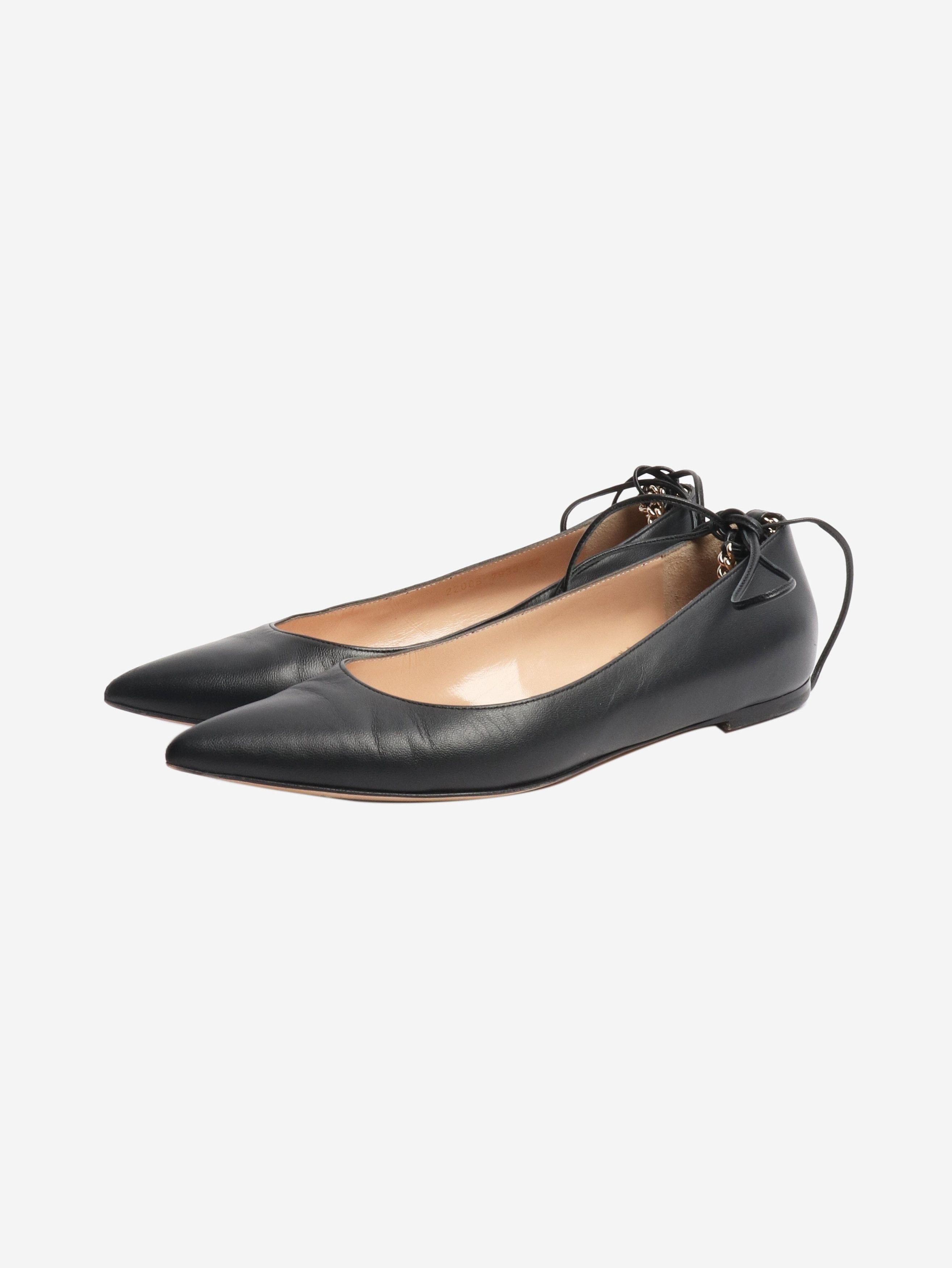 Gianvito Rossi Black point-toe chain ballet flats - EU 37 Size US 6 / IT 36 - 2 Thumbnail