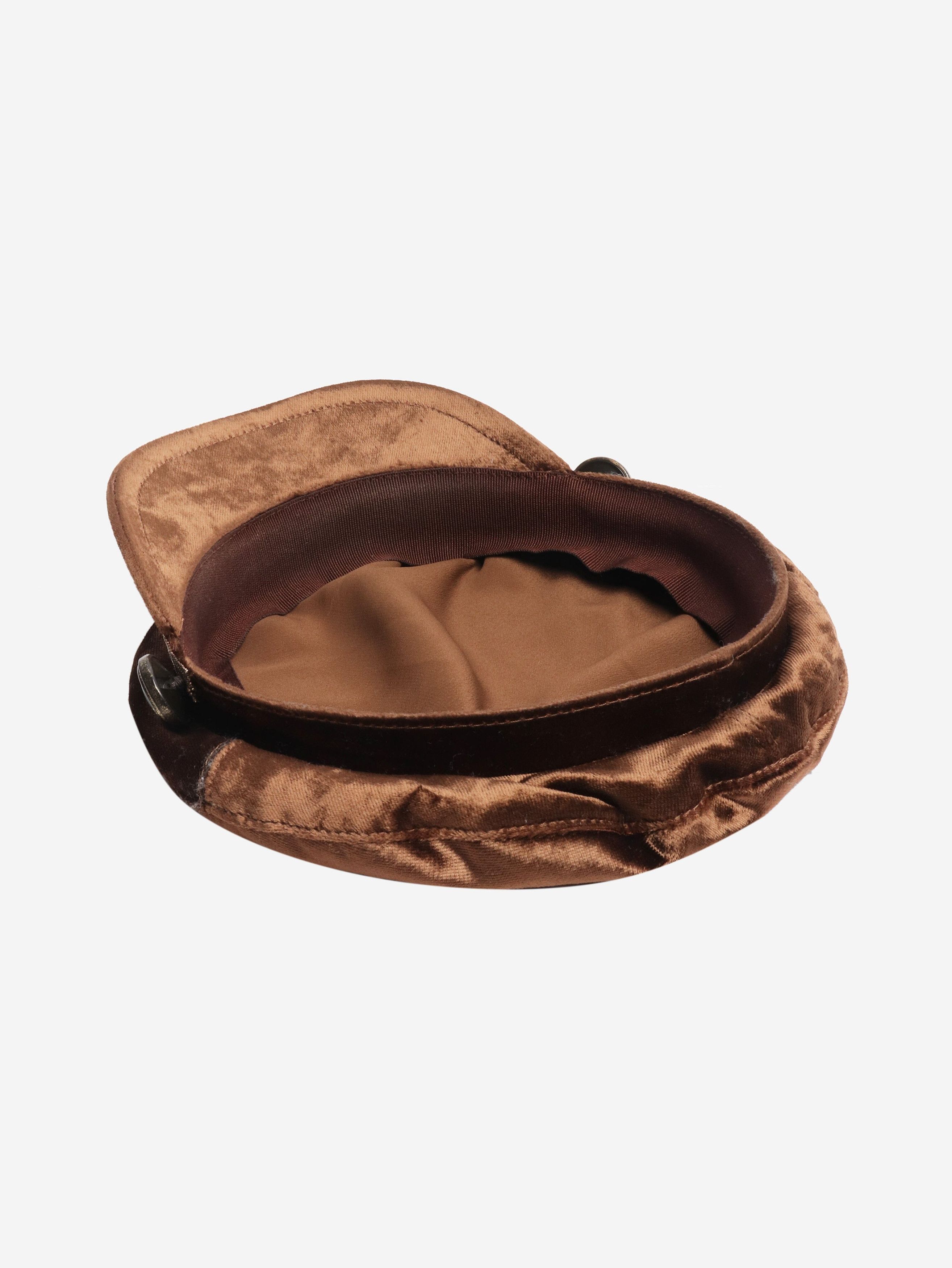Brunello Cucinelli Brown velvet baker boy cap Size ONE SIZE - 3 Thumbnail