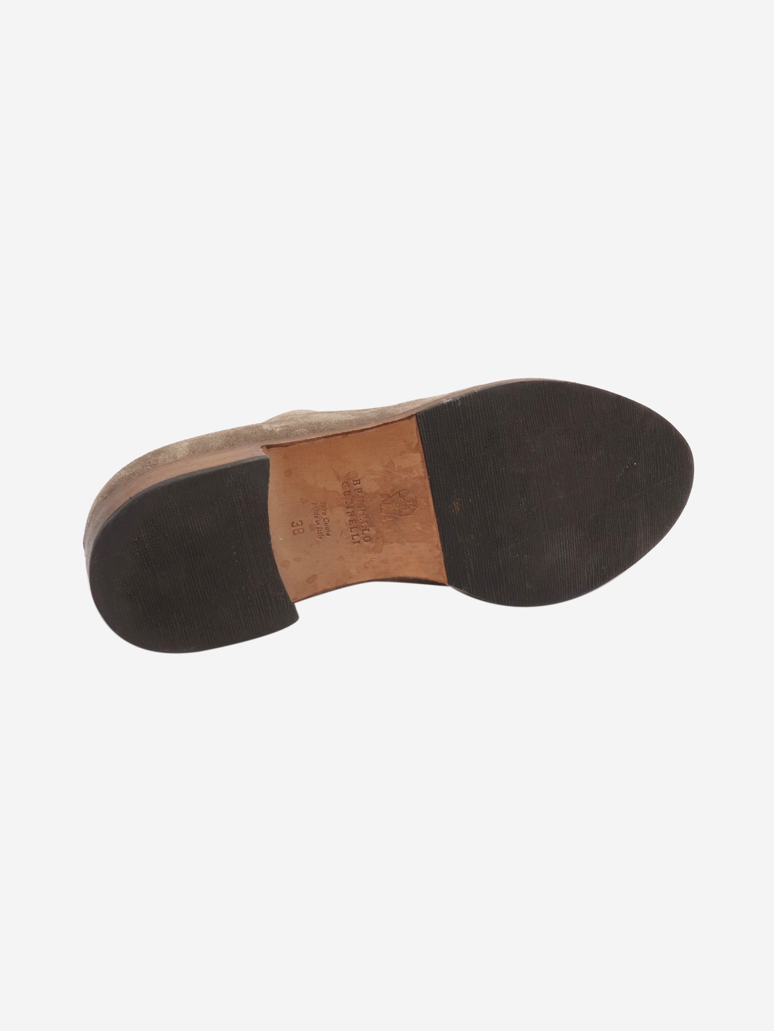 Brunello Cucinelli Taupe suede lace-up shoes - EU 38 Size US 7.5 / IT 37.5 - 6 Thumbnail