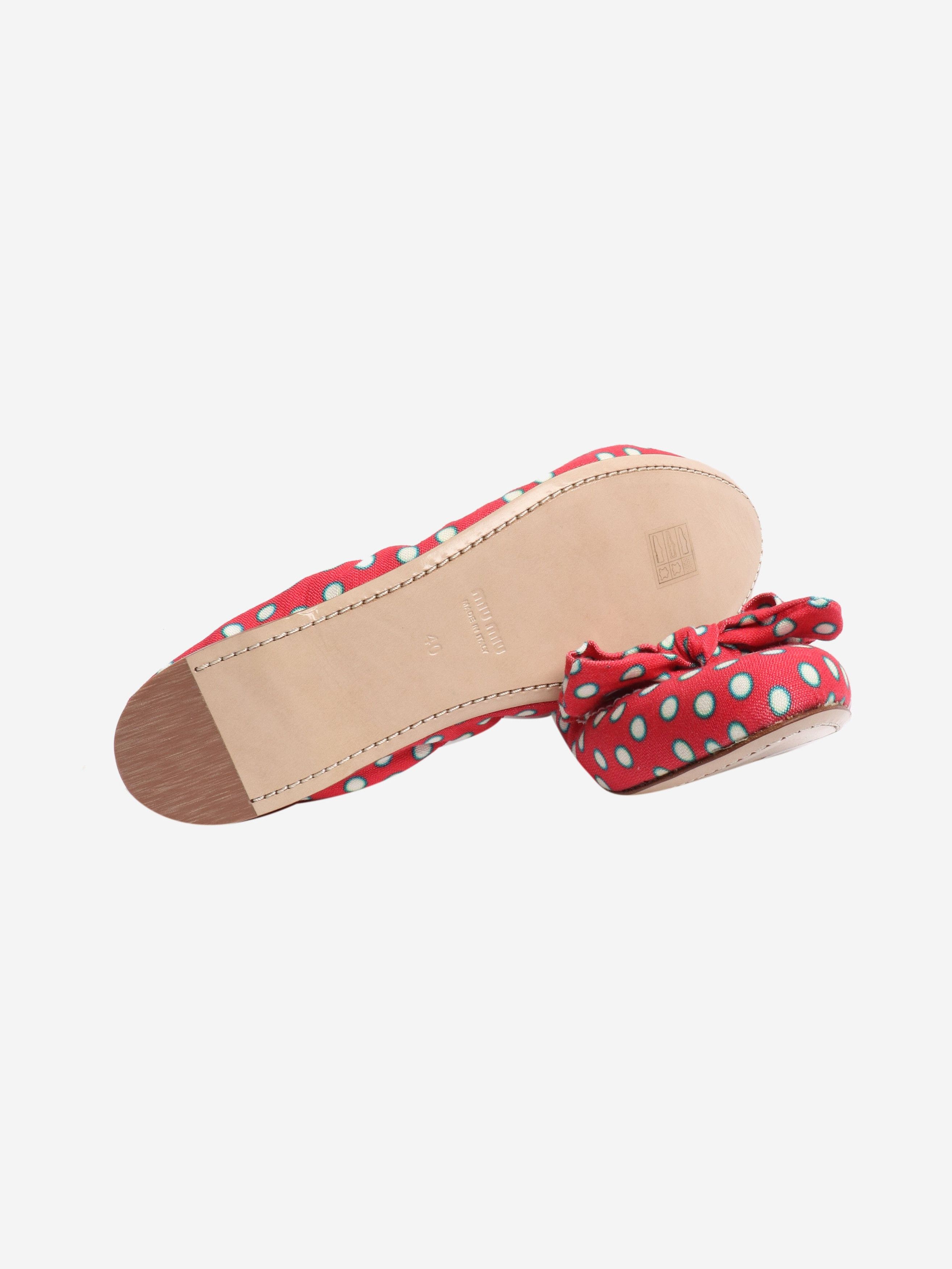 Miu Miu Red polka dot bow ballet flats - EU 40 (UK 7) Size US 9 / IT 39 - 6 Thumbnail