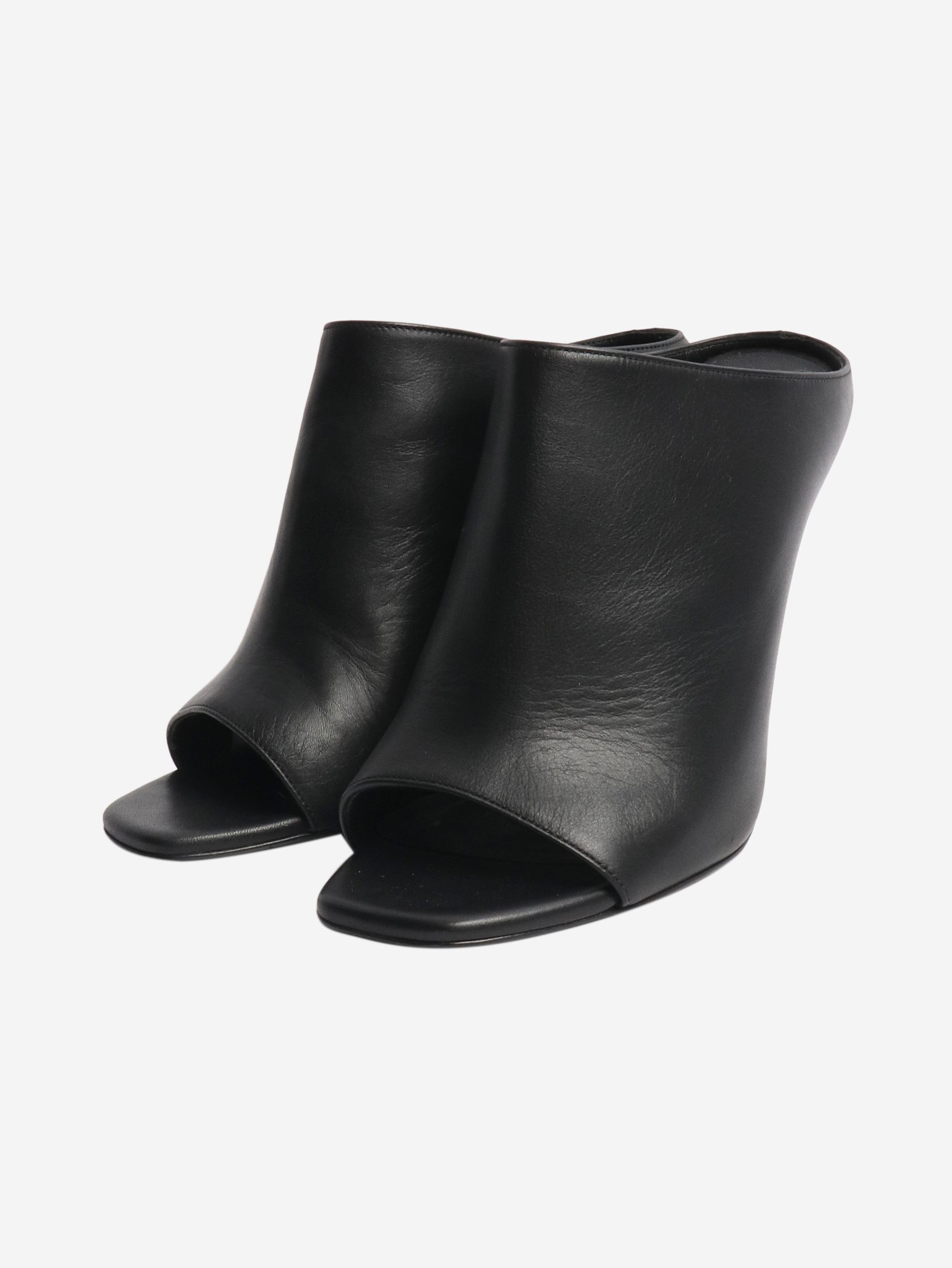Ermanno Scervino Black leather peep-toe mules - EU 38 Size US 7.5 / IT 37.5 - 2 Thumbnail