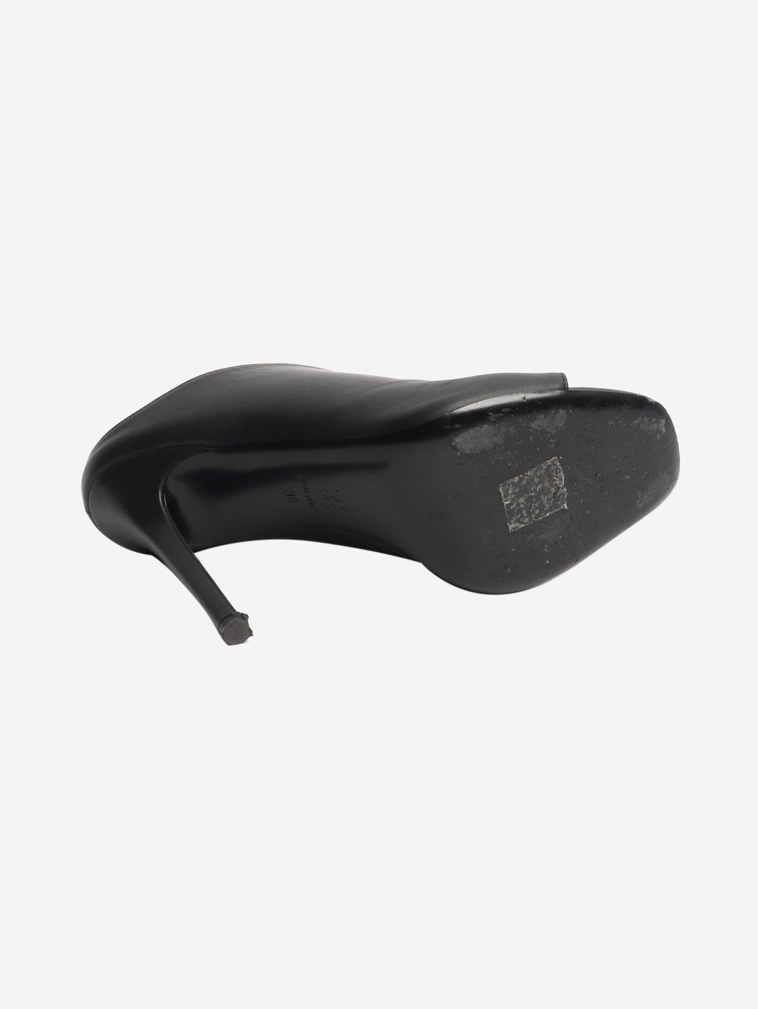 Ermanno Scervino Black leather peep-toe mules - EU 38 Size US 7.5 / IT 37.5 - 5 Thumbnail