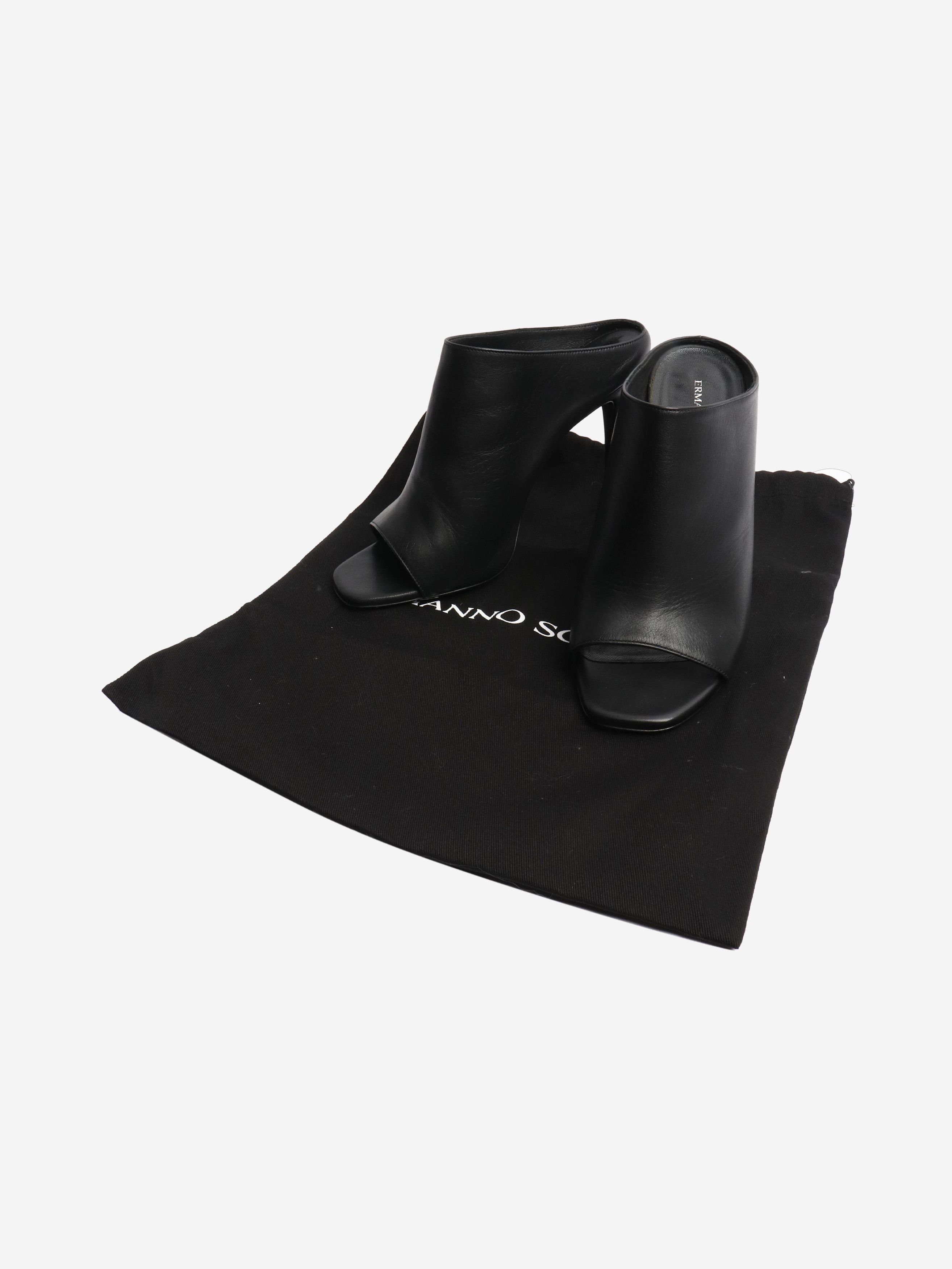 Ermanno Scervino Black leather peep-toe mules - EU 38 Size US 7.5 / IT 37.5 - 6 Thumbnail