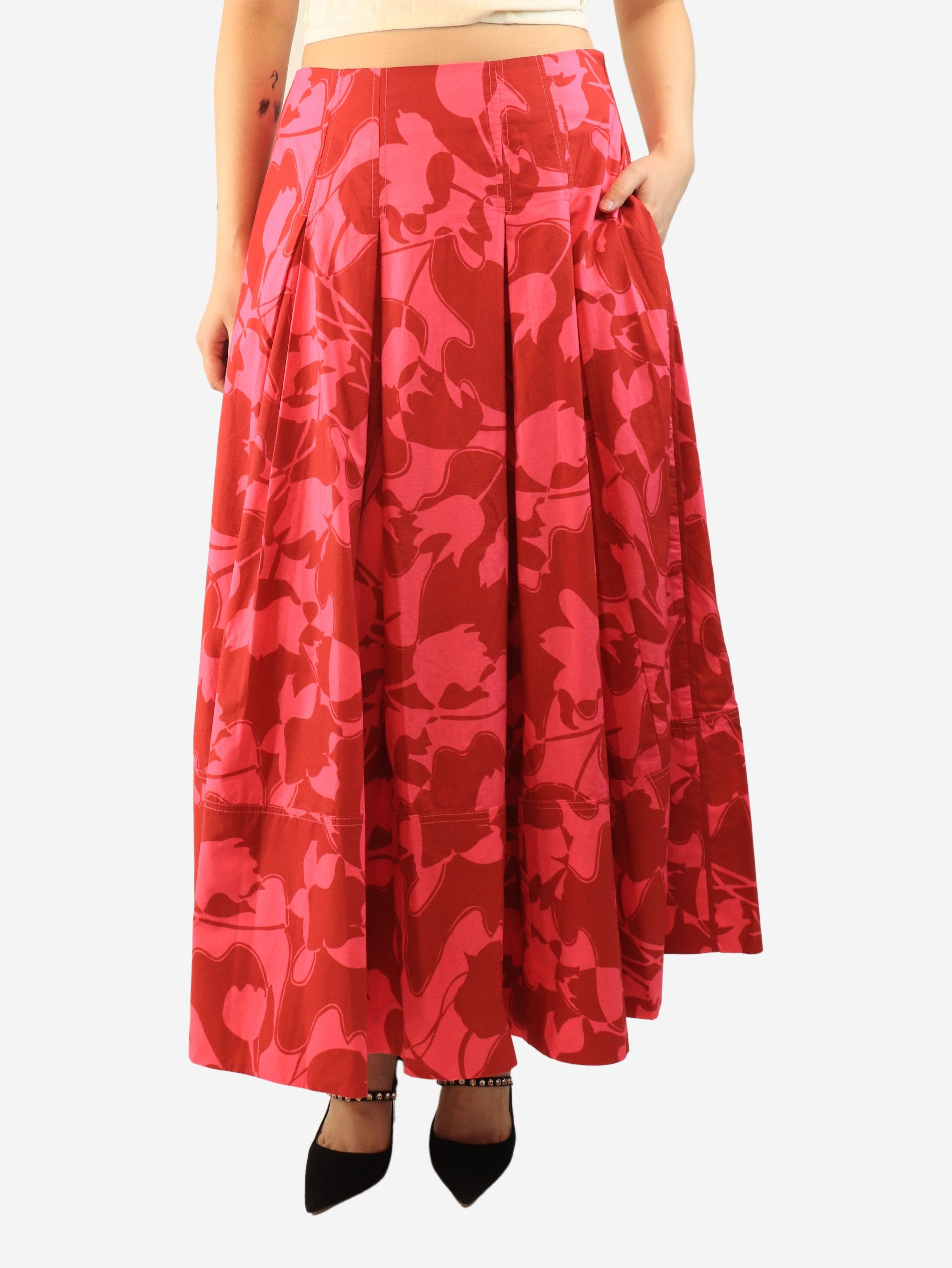 ME+EM Pink and red floral pleated midi skirt - UK 12 Size 30" / US 8 / IT 44 - 2 Thumbnail