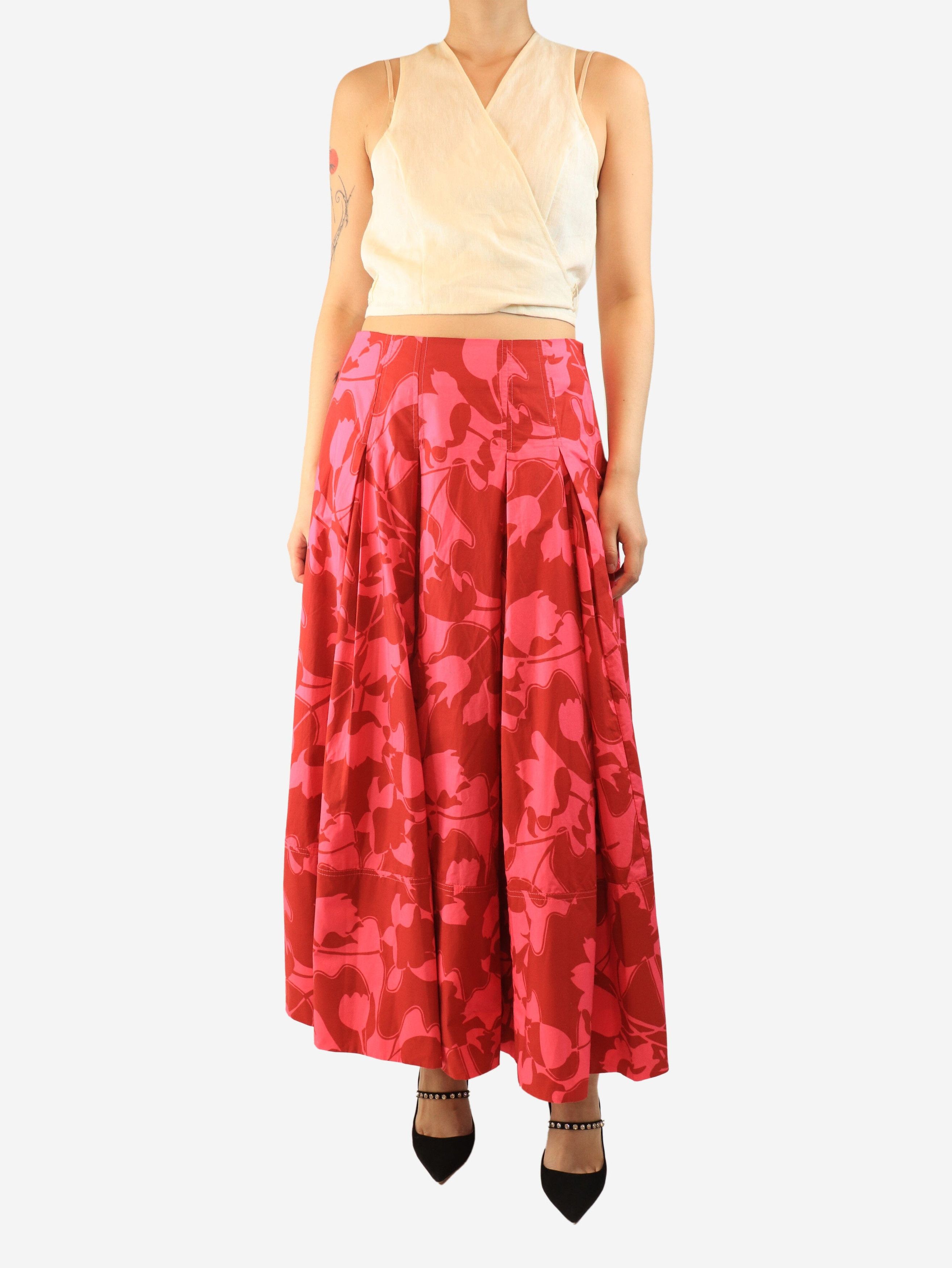 ME+EM Pink and red floral pleated midi skirt - UK 12 Size 30" / US 8 / IT 44 - 3 Thumbnail