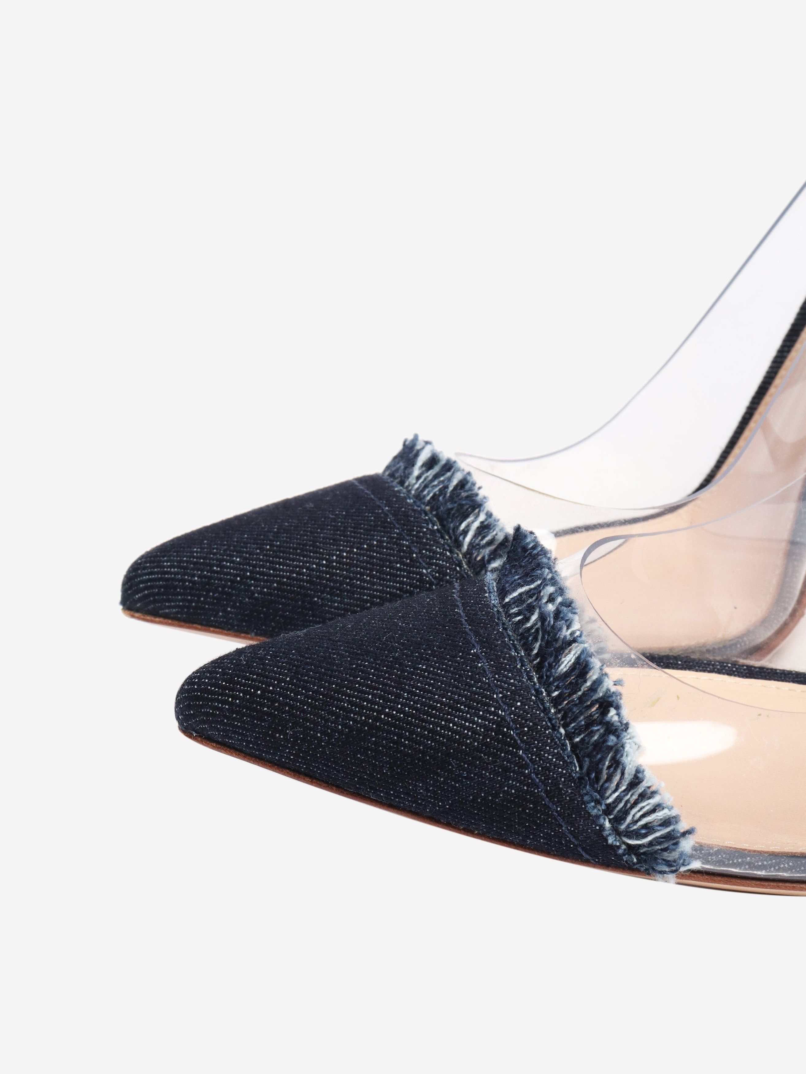 Gianvito Rossi Blue denim lola plex heels - EU 37.5 (UK 4.5) Size US 6 / IT 36 - 4 Thumbnail
